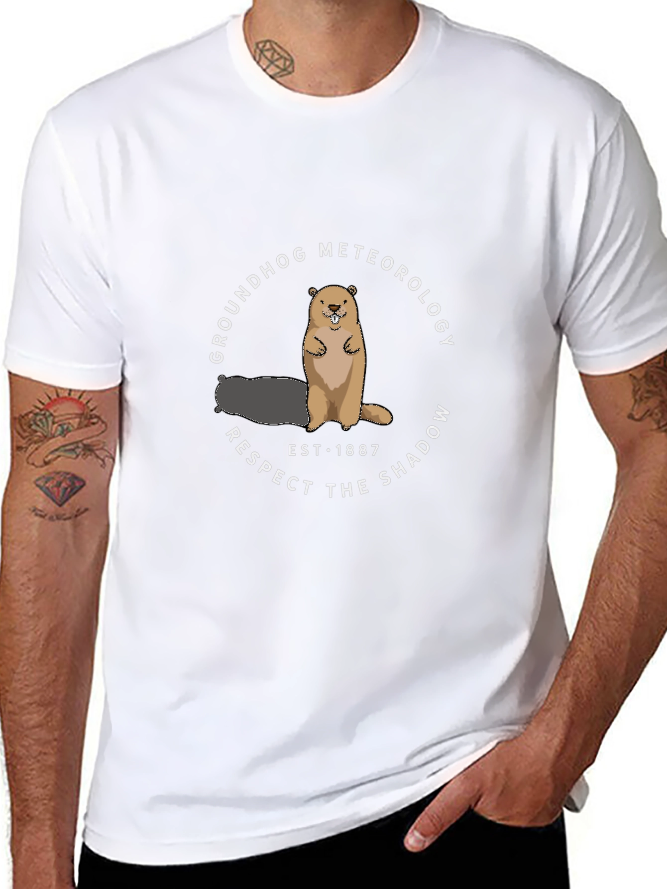 Groundhog Meteorology Respect the Shadow Black T-Shirt