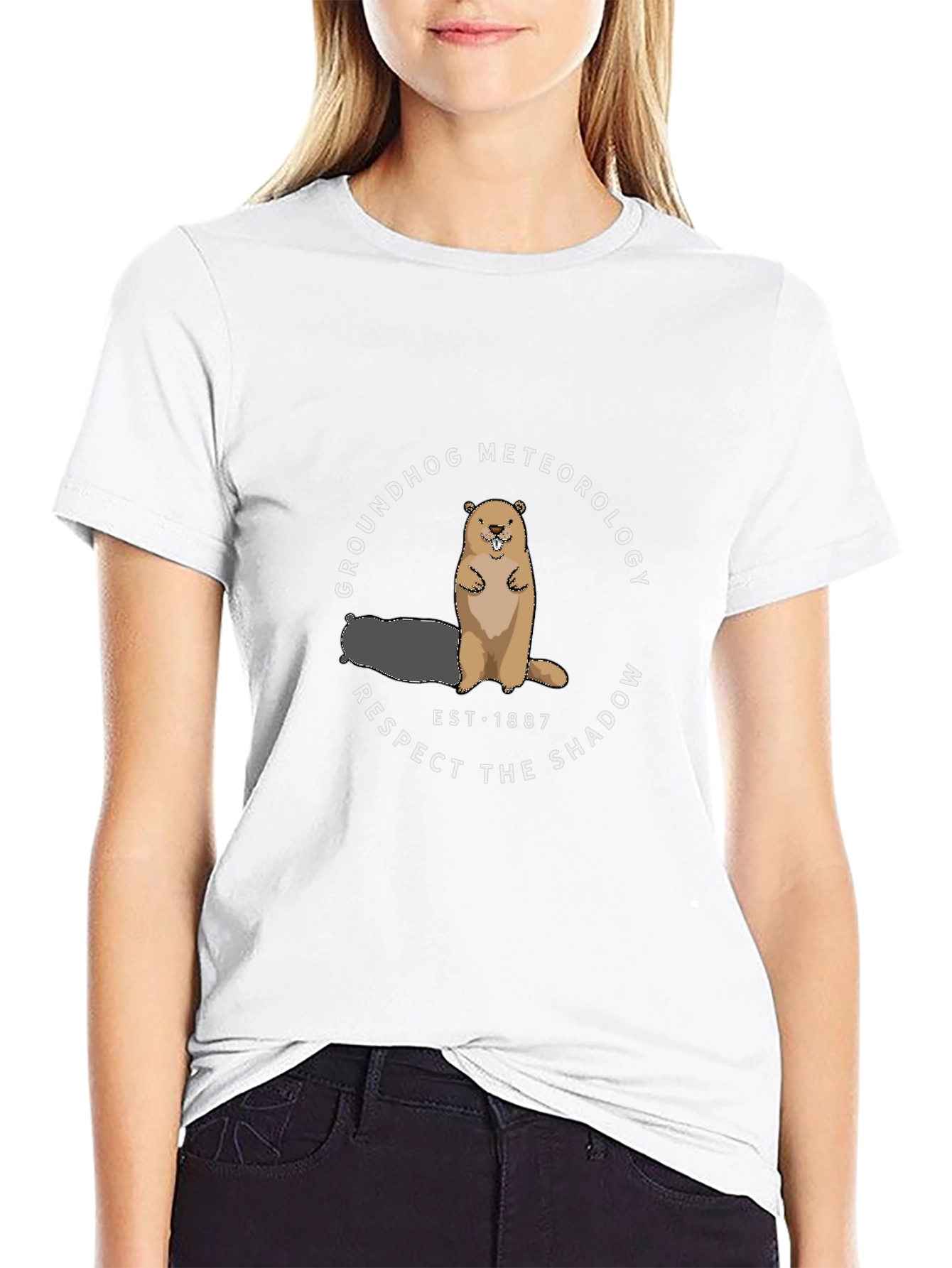 Groundhog Meteorology Respect the Shadow Black T-Shirt