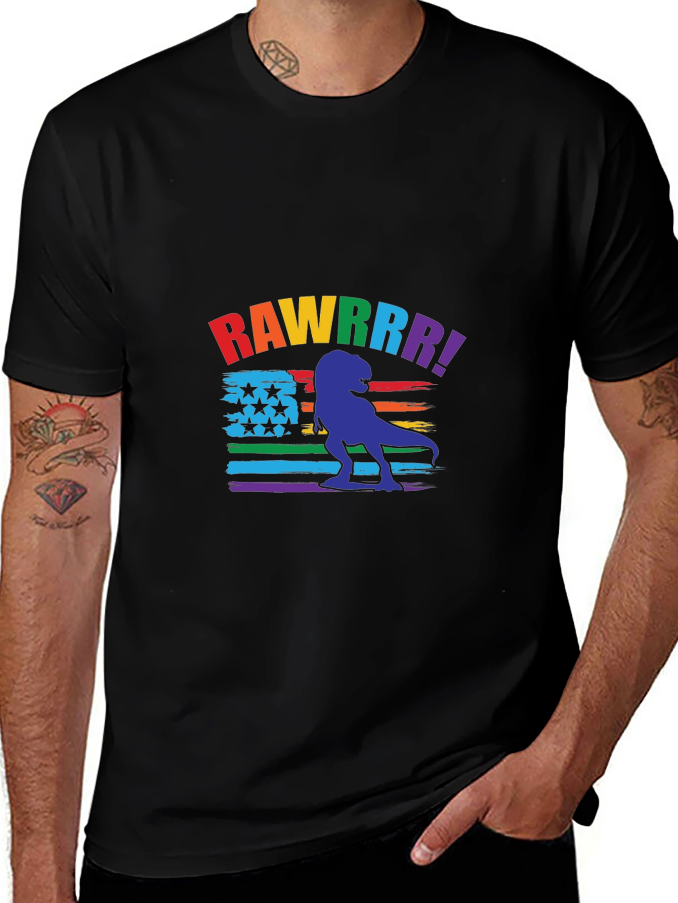 Rainbow Rawrrr Dinosaur Graphic Tee