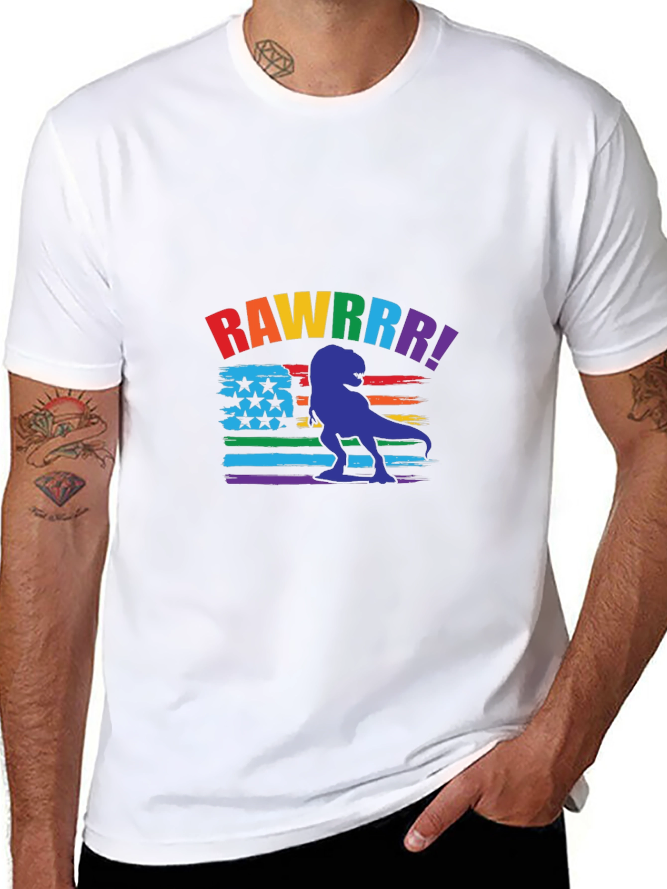 Rainbow Rawrrr Dinosaur Graphic Tee