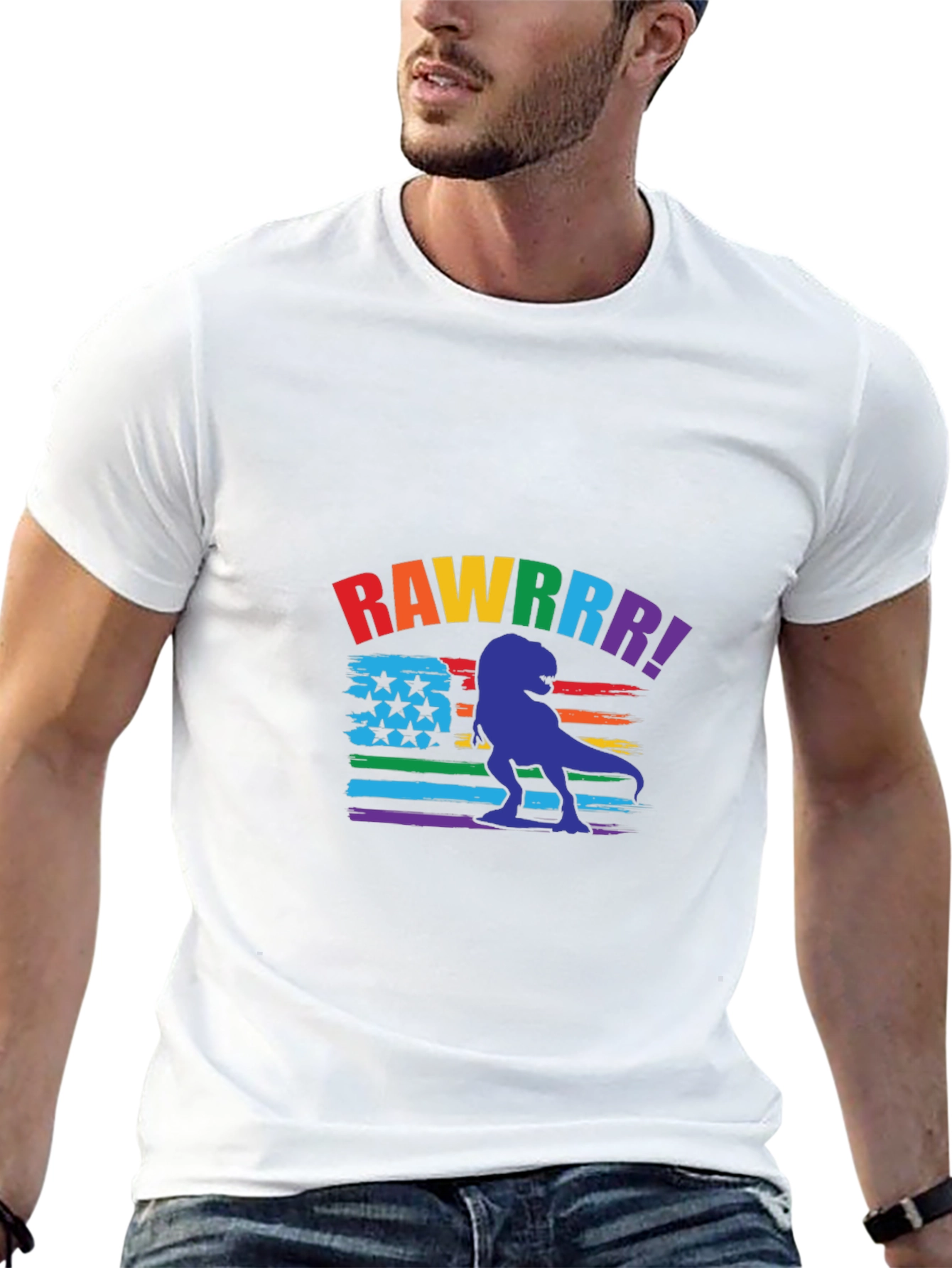 Rainbow Rawrrr Dinosaur Graphic Tee