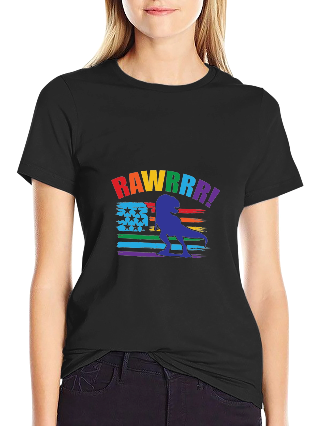 Rainbow Rawrrr Dinosaur Graphic Tee