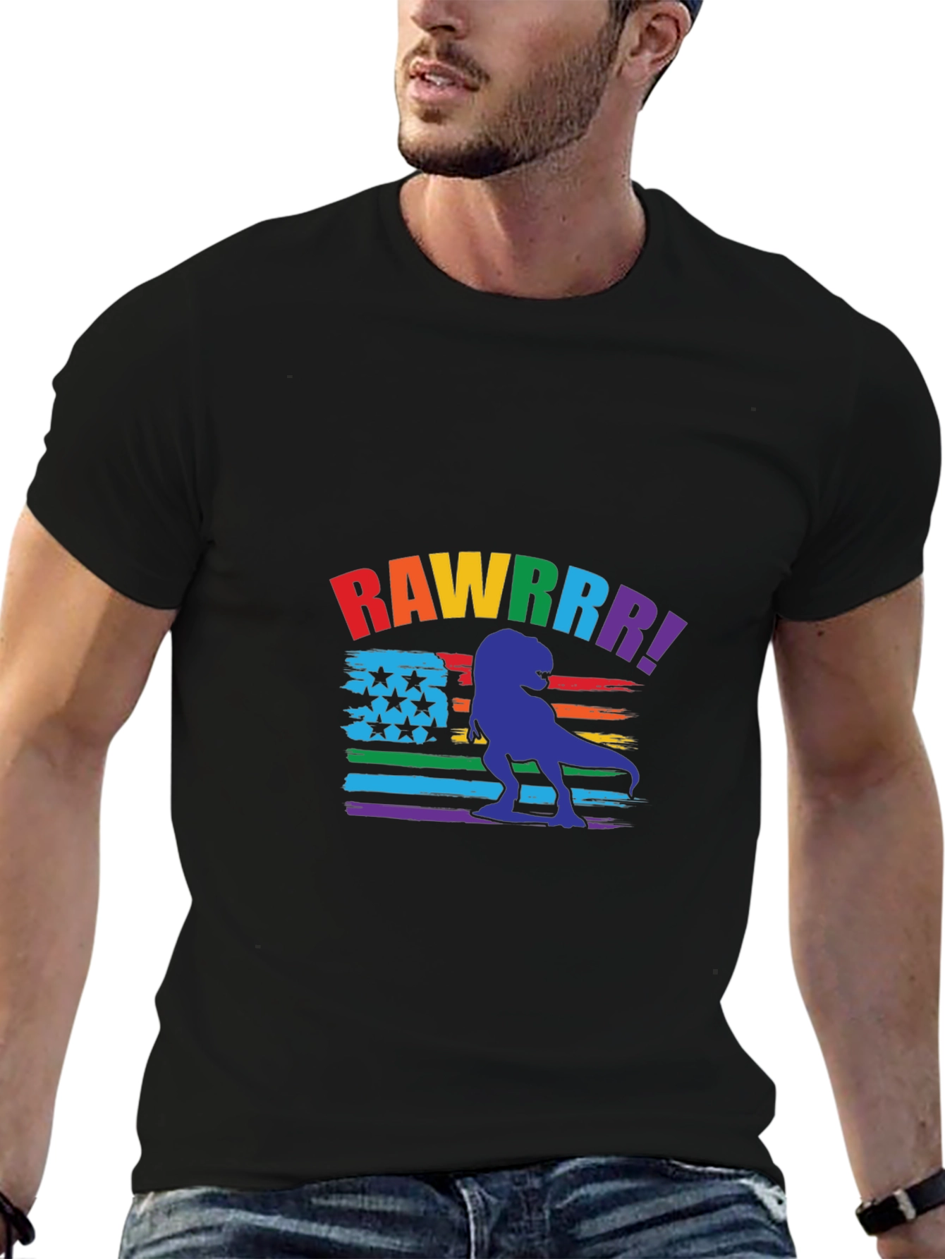 Rainbow Rawrrr Dinosaur Graphic Tee