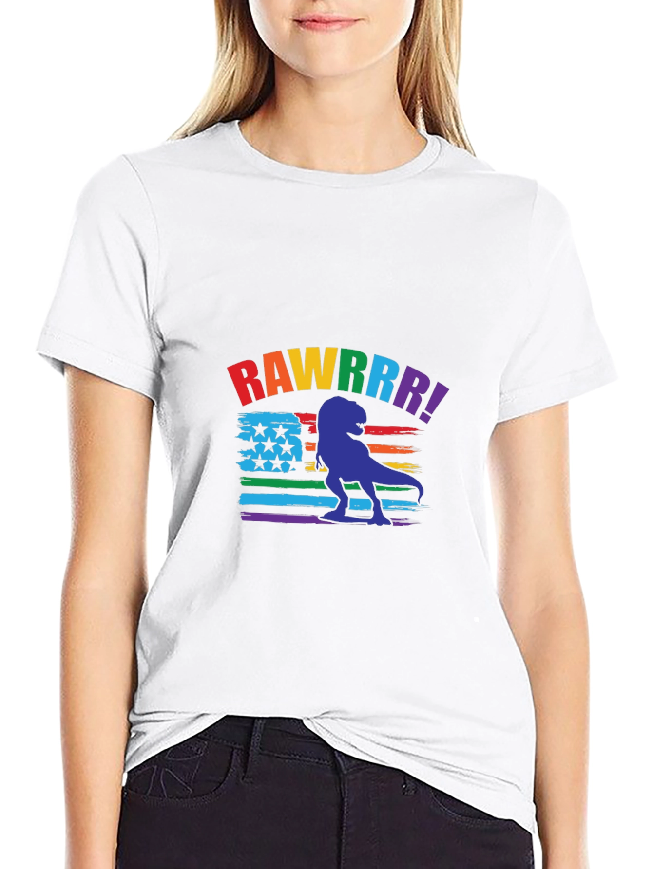 Rainbow Rawrrr Dinosaur Graphic Tee