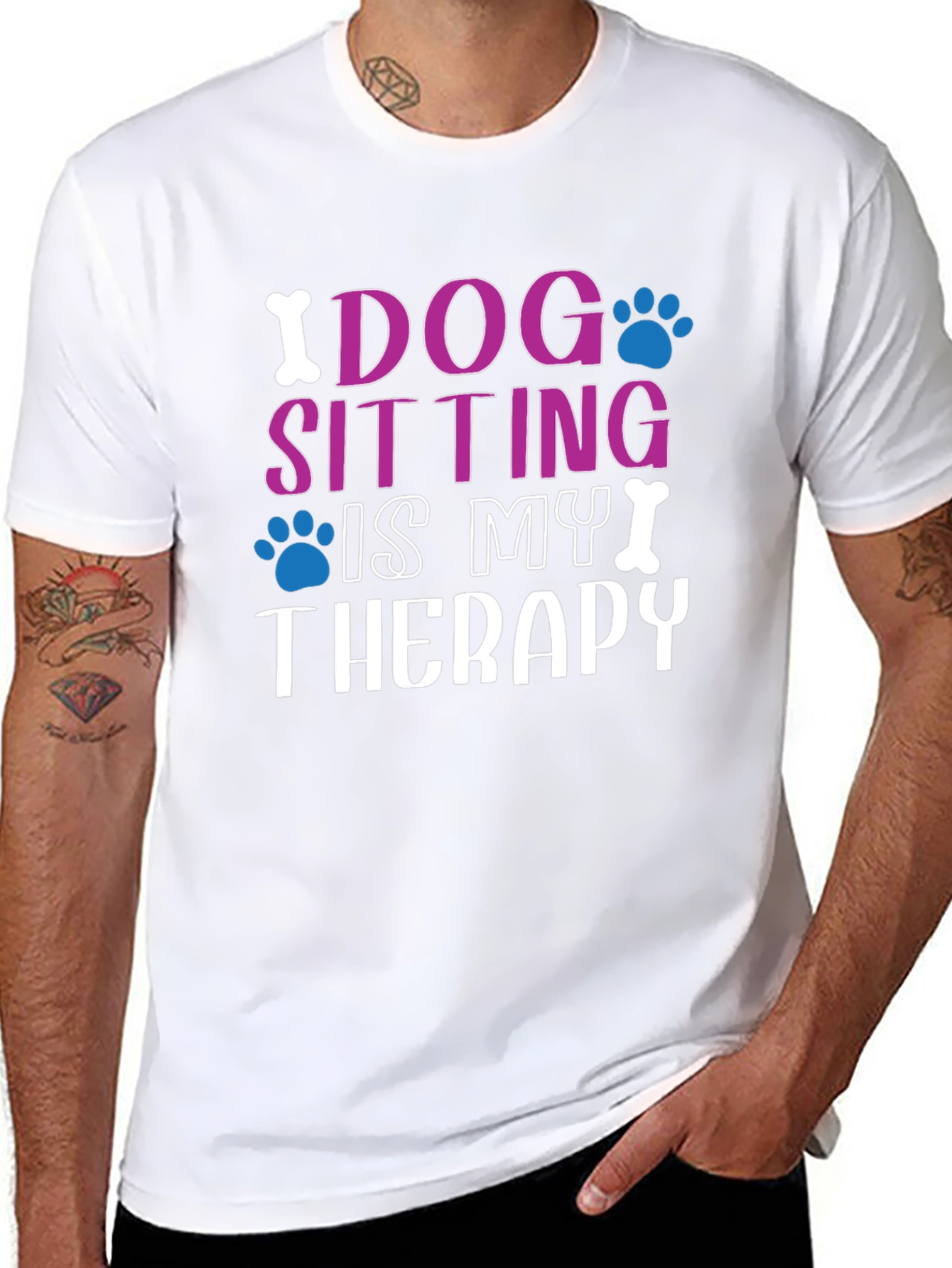 Dog Sitting Is My Therapy Black T-Shirt