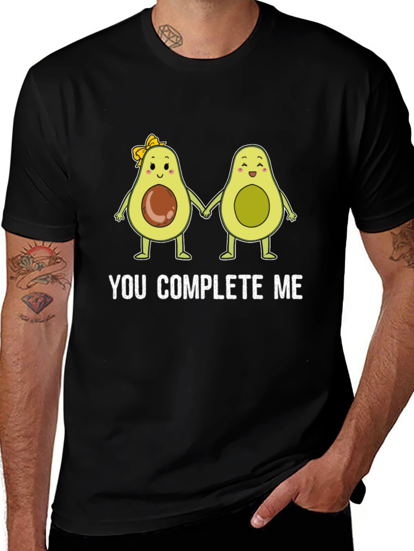 You Complete Me Avocado Couple Black T-Shirt