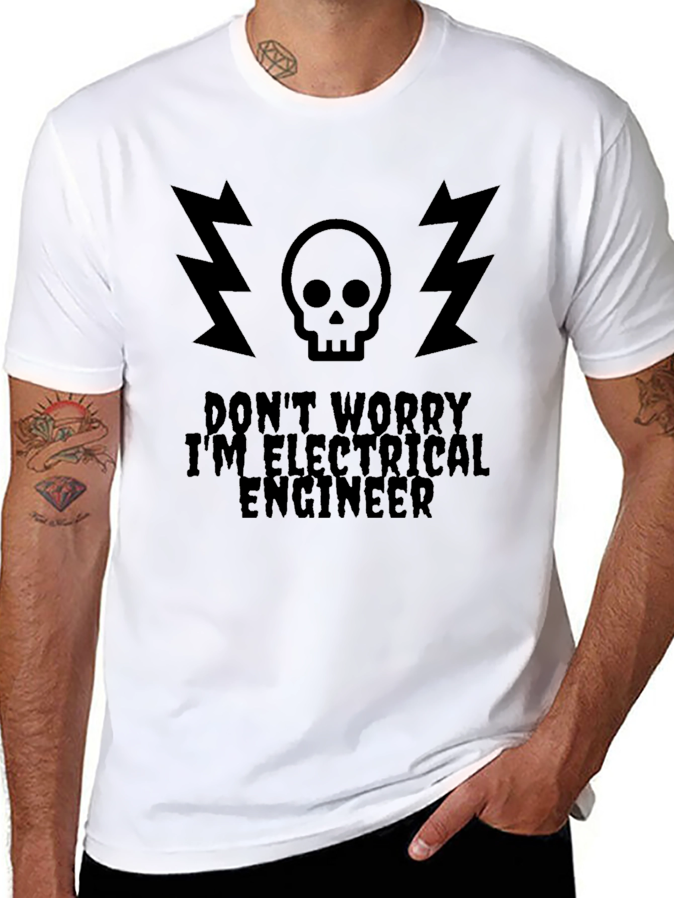Electrical Engineer T-Shirt - Skull & Lightning Graphic