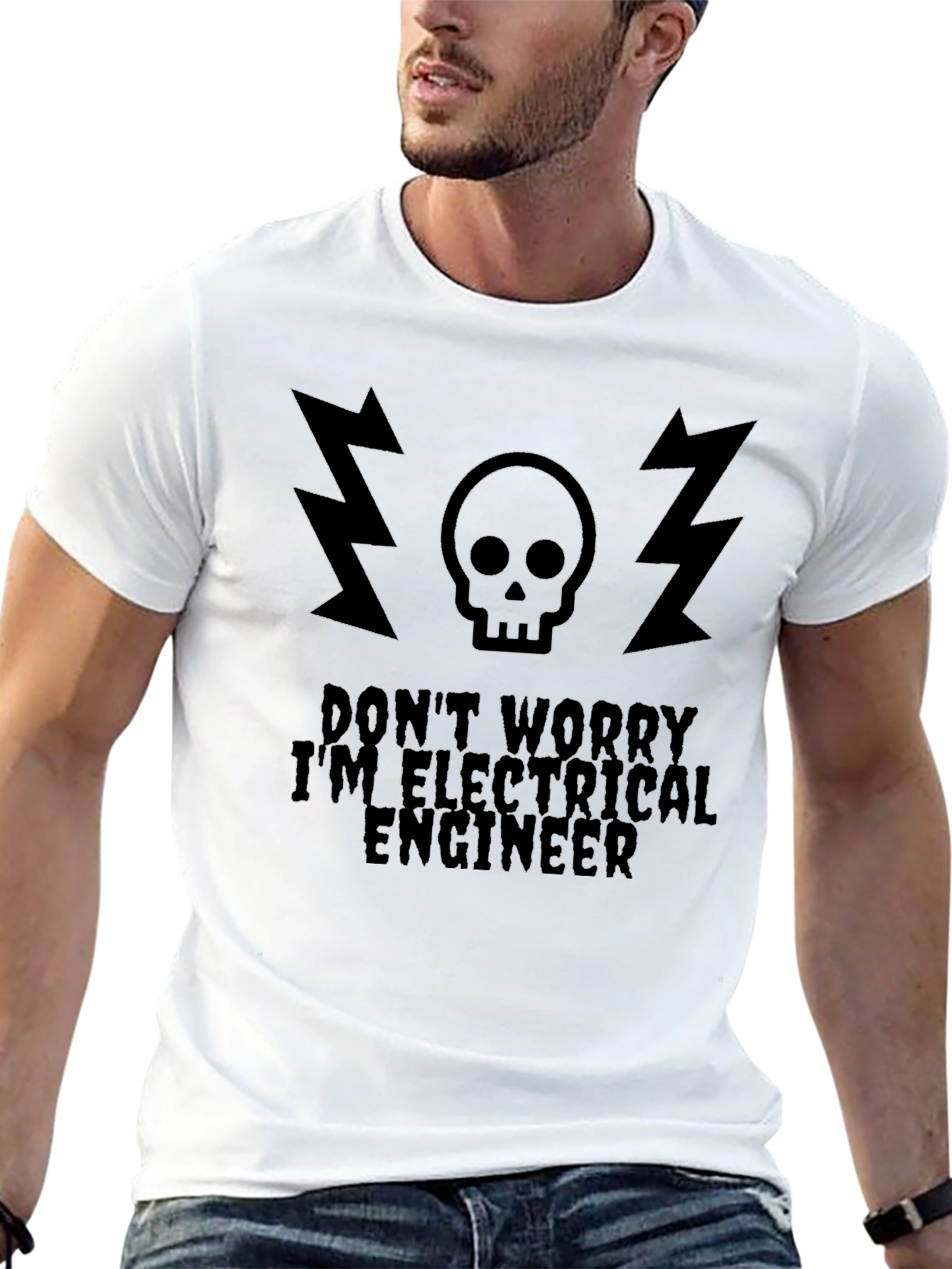 Electrical Engineer T-Shirt - Skull & Lightning Graphic