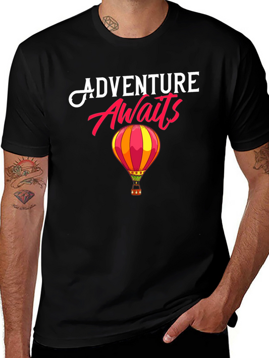 Adventure Awaits Hot Air Balloon Graphic Tee - Stylish Travel Shirt
