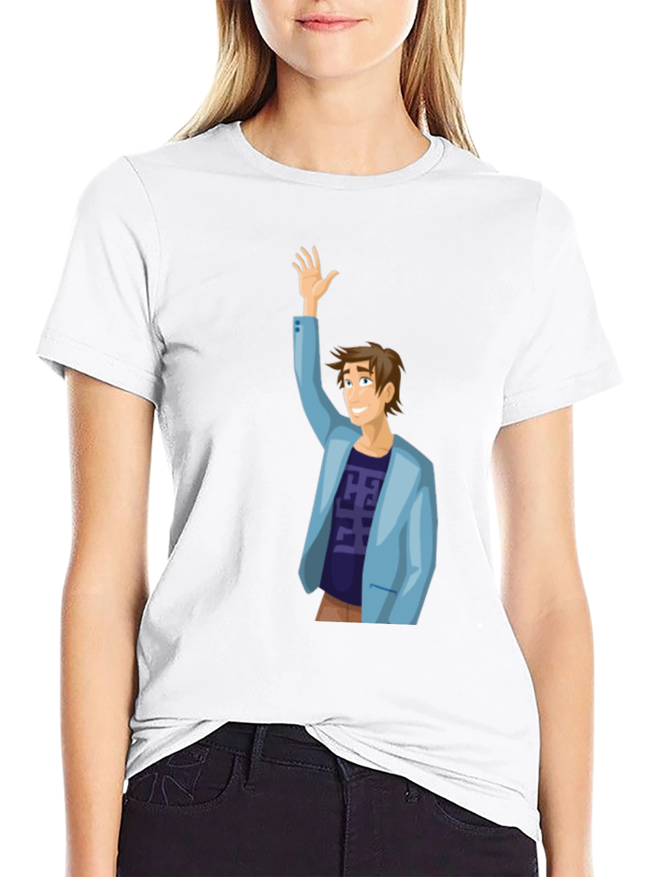 Cartoon Man Graphic T-Shirt - Black