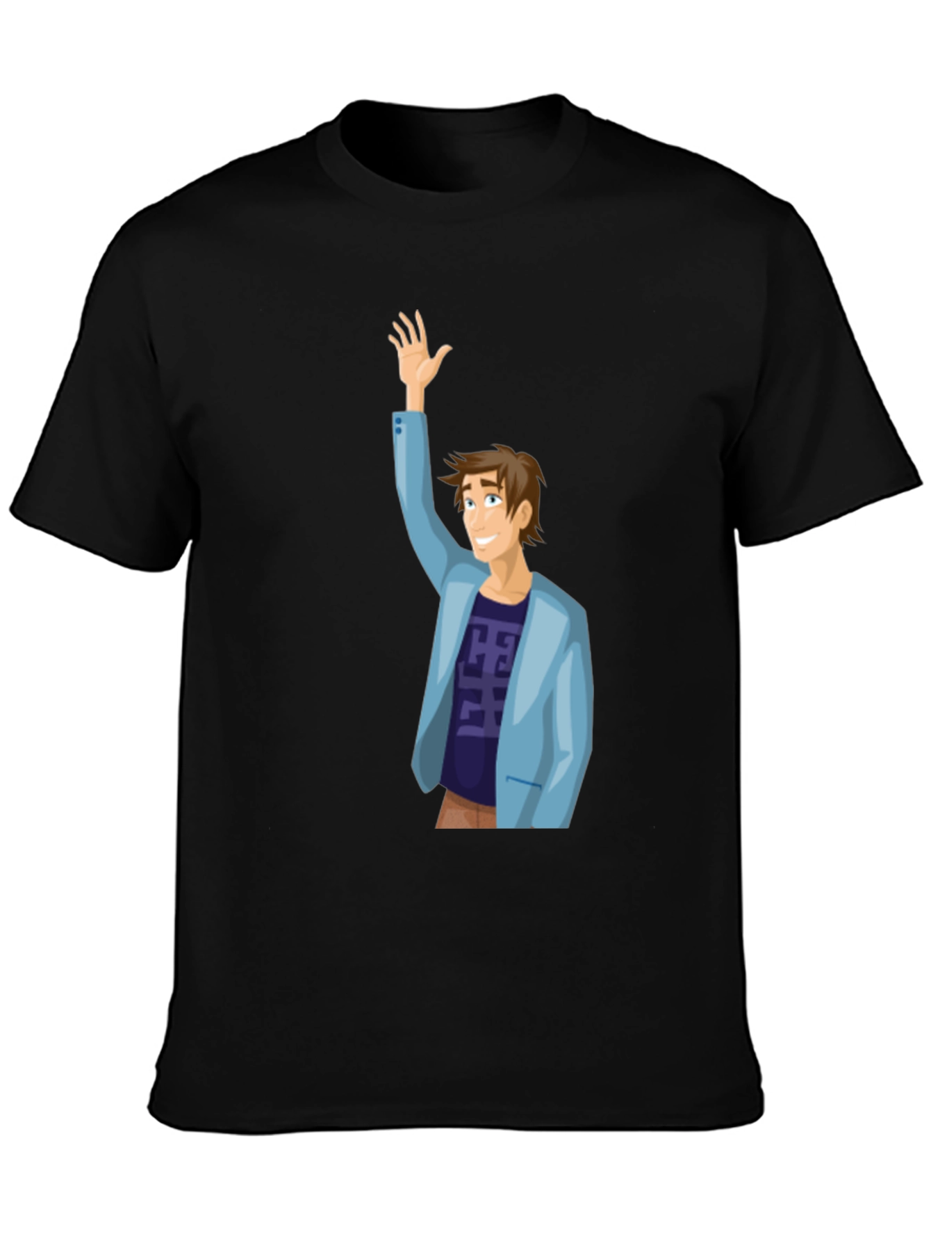 Cartoon Man Graphic T-Shirt - Black