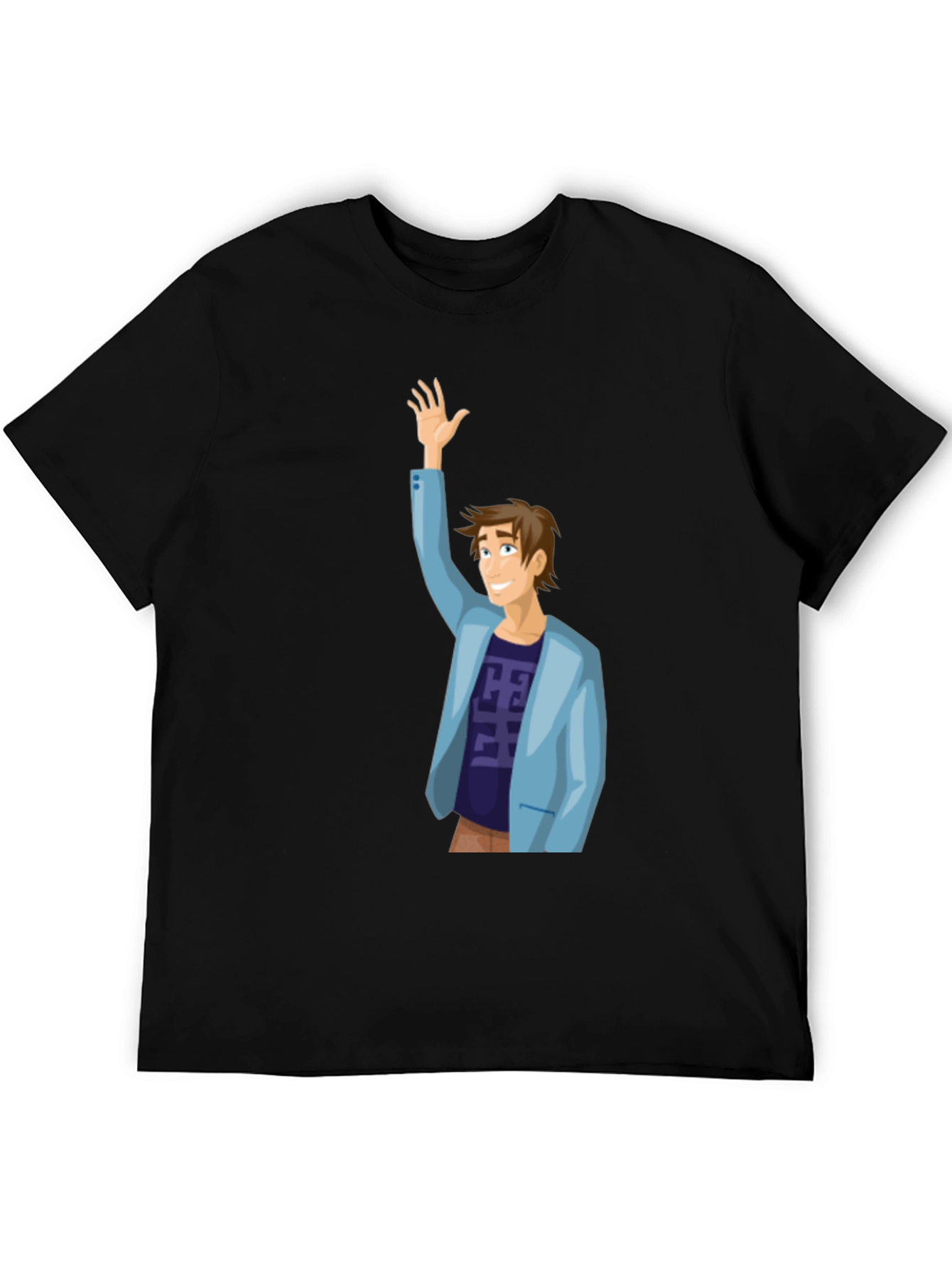 Cartoon Man Graphic T-Shirt - Black