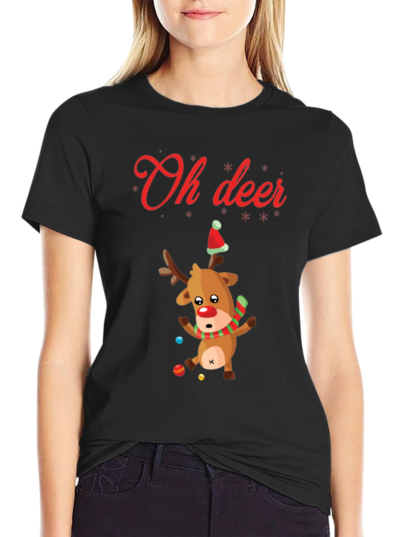 Oh Deer Christmas T-Shirt - Holiday Reindeer Design