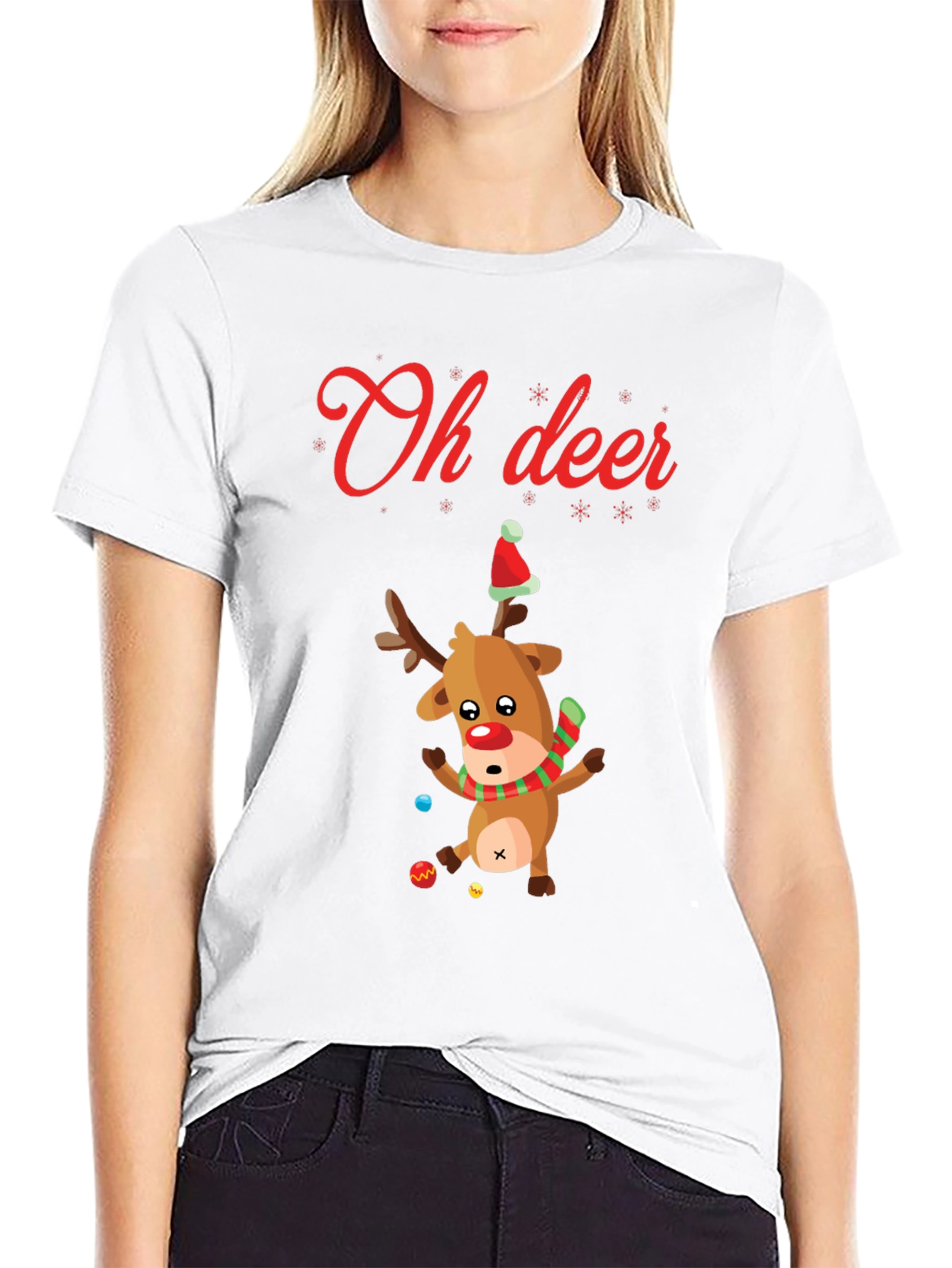 Oh Deer Christmas T-Shirt - Holiday Reindeer Design