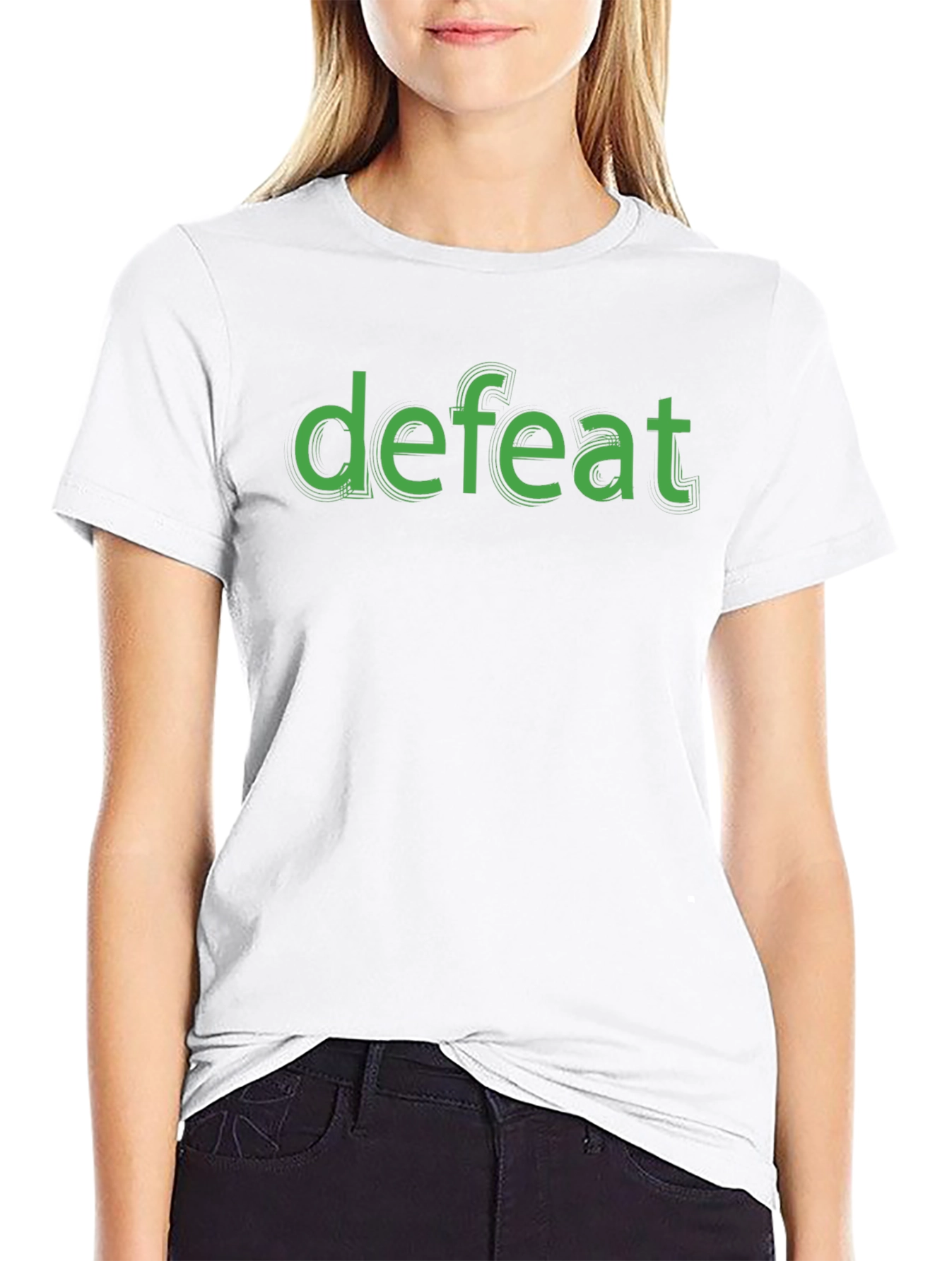 Defeat Graphic Tee - Black Cotton T-Shirt