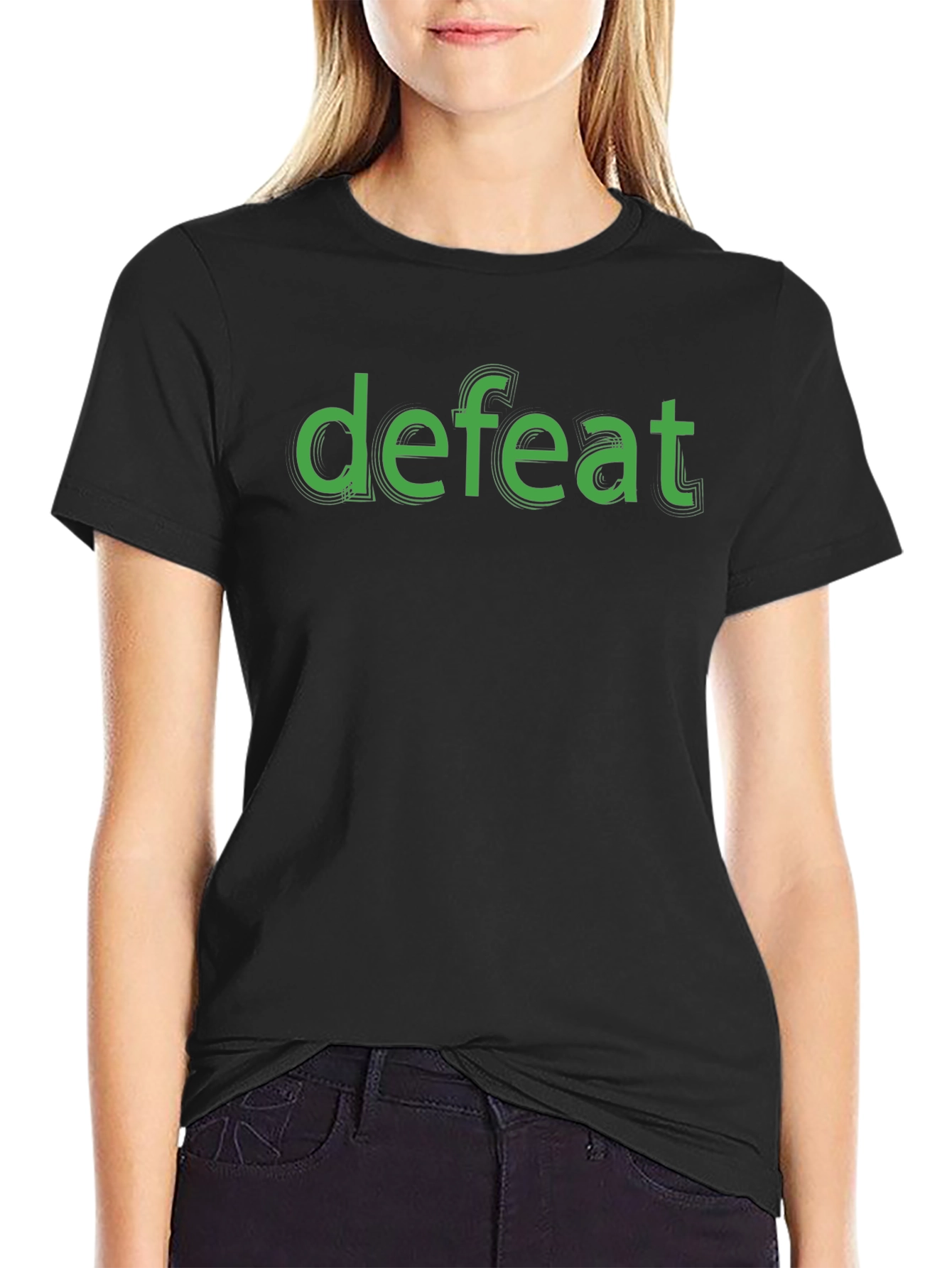 Defeat Graphic Tee - Black Cotton T-Shirt