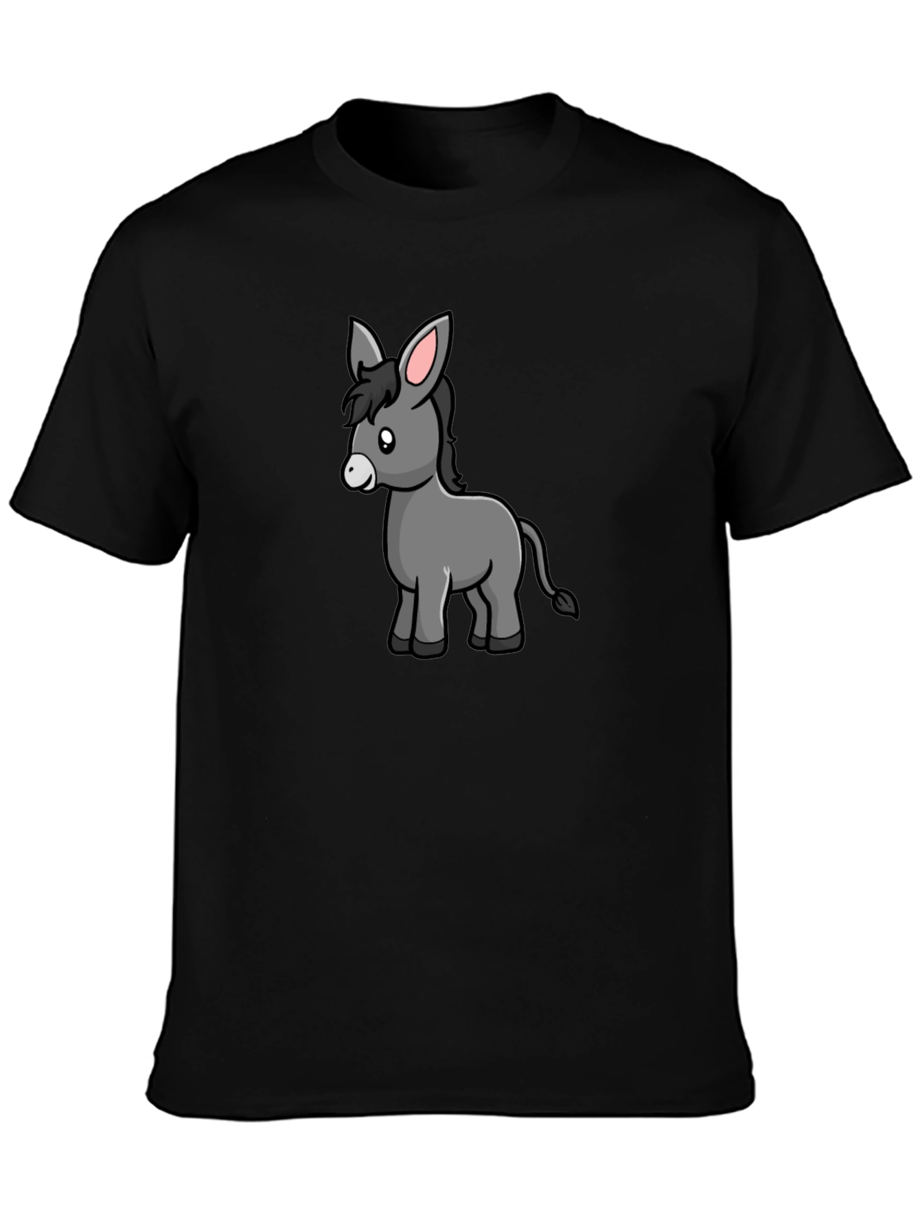 Cartoon Donkey Black T-Shirt