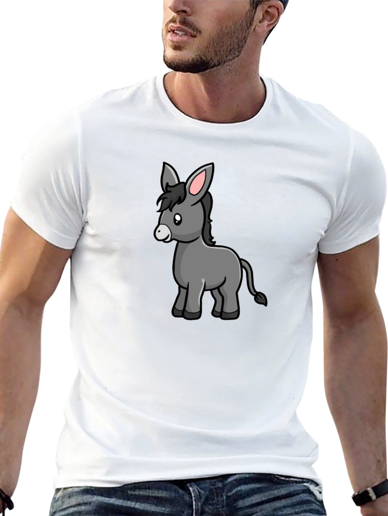 Cartoon Donkey Black T-Shirt
