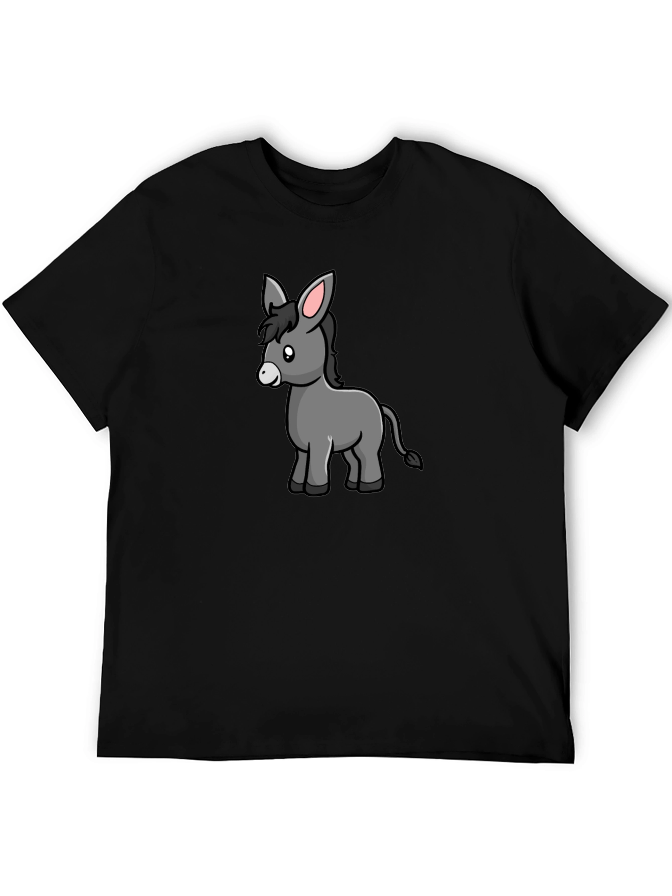 Cartoon Donkey Black T-Shirt