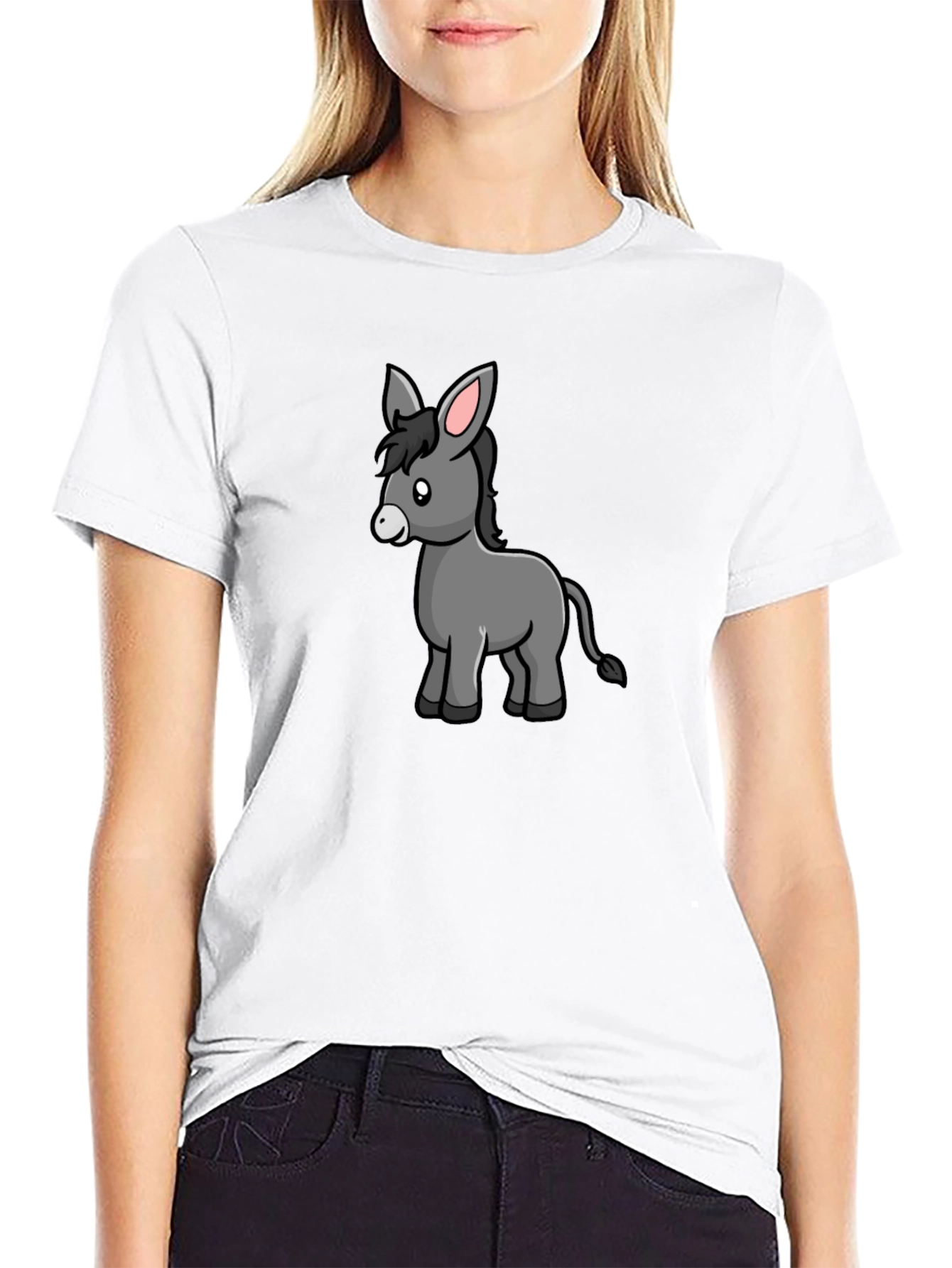 Cartoon Donkey Black T-Shirt