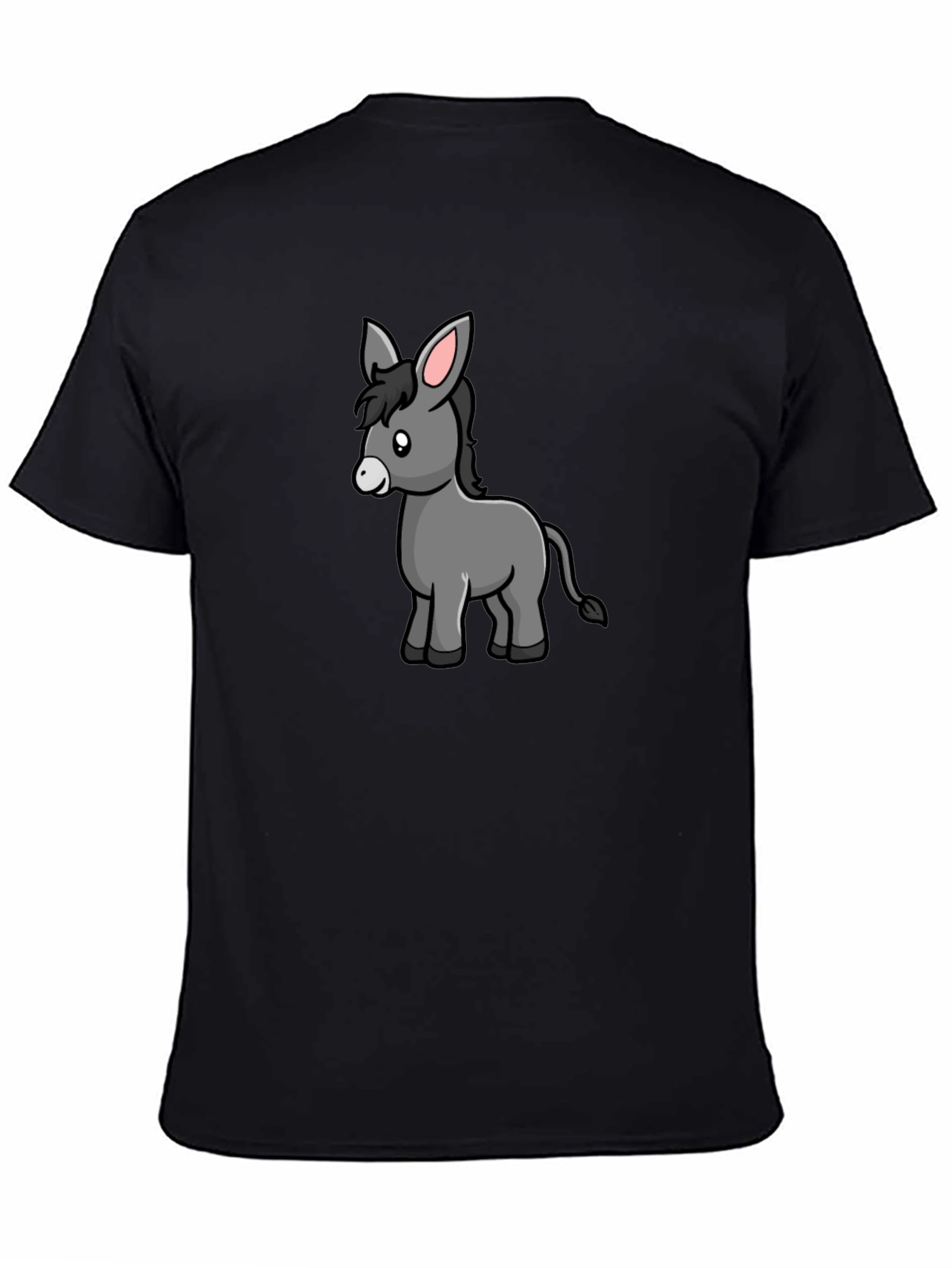 Cartoon Donkey Black T-Shirt