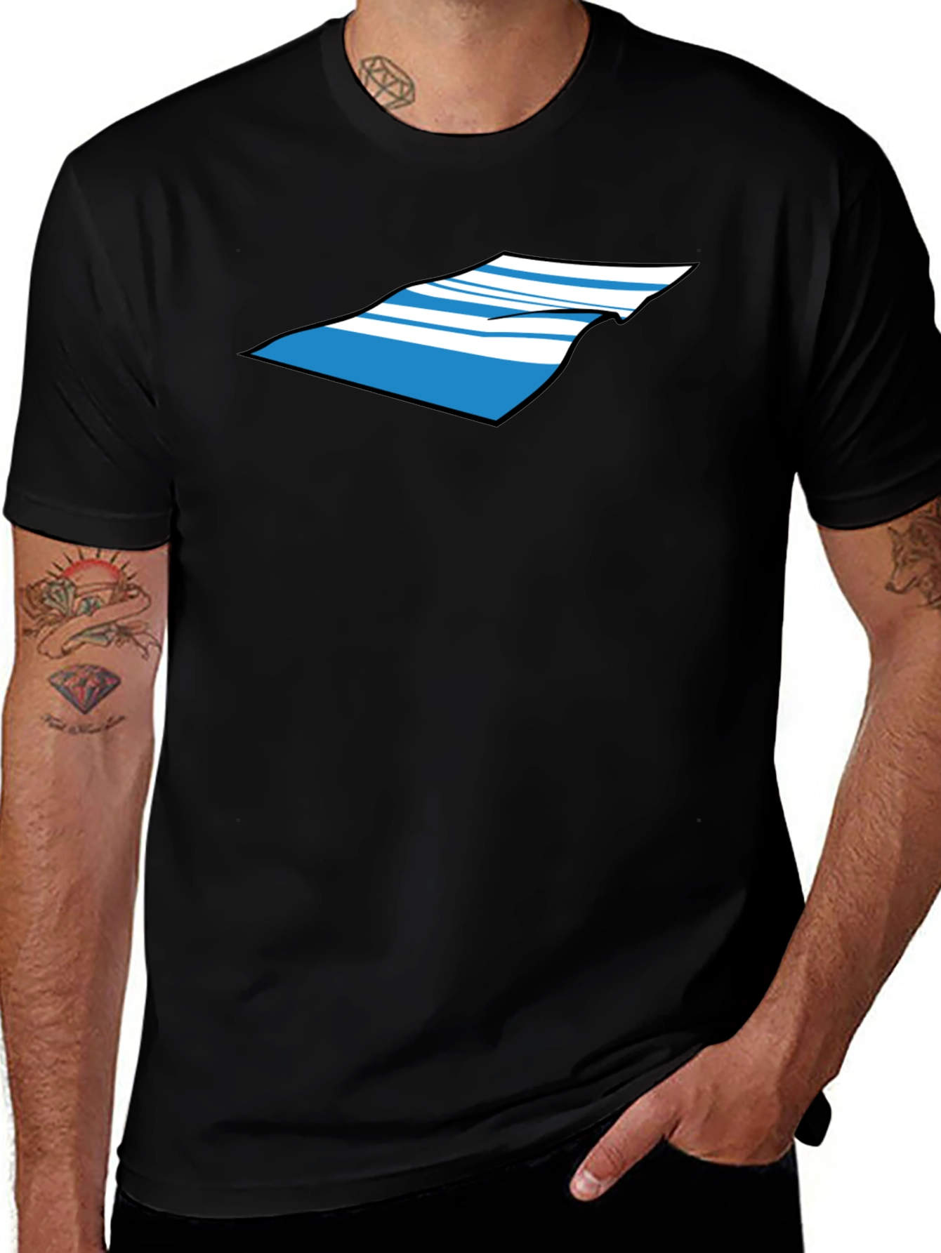 Striped Towel Graphic Tee - Casual Cool