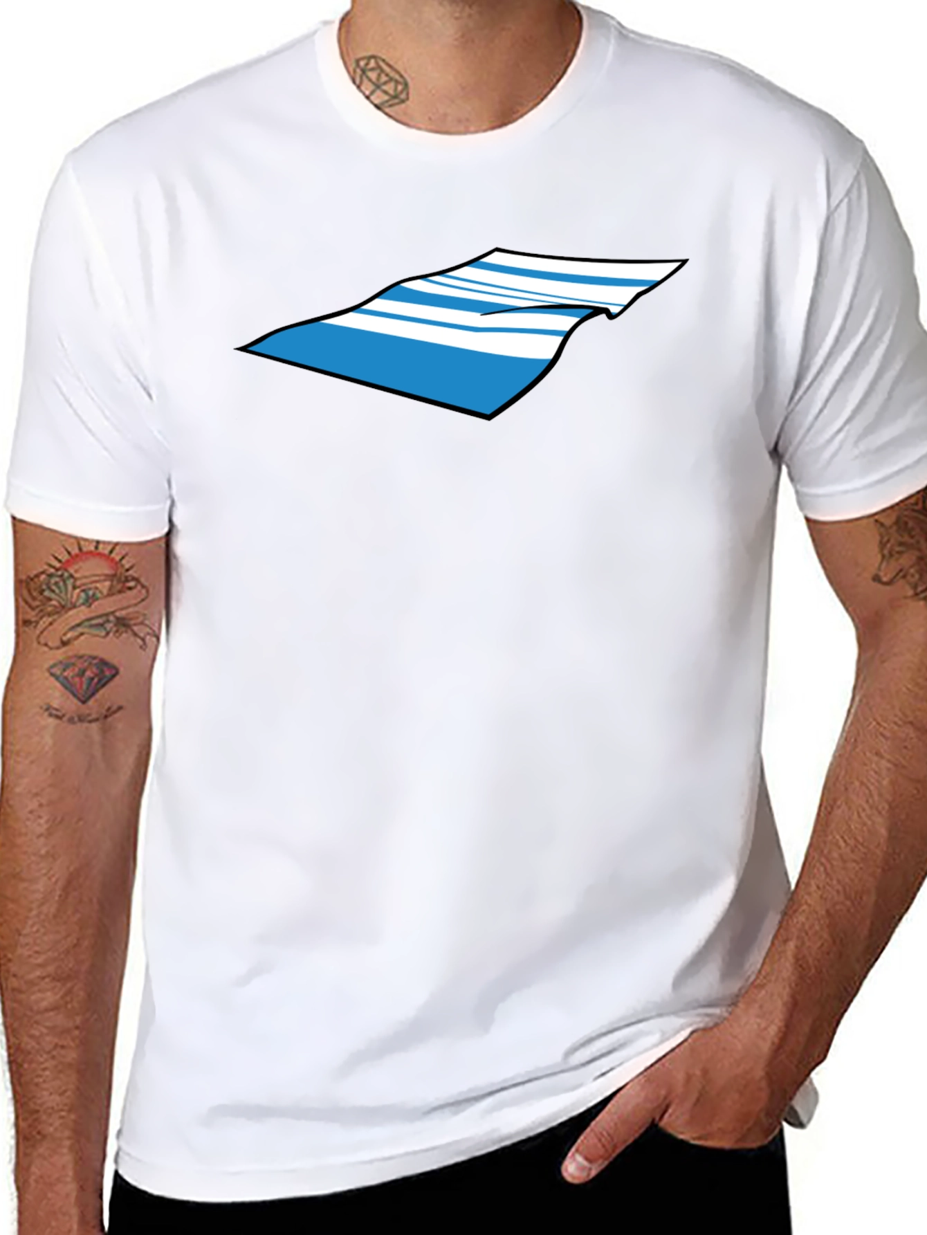 Striped Towel Graphic Tee - Casual Cool