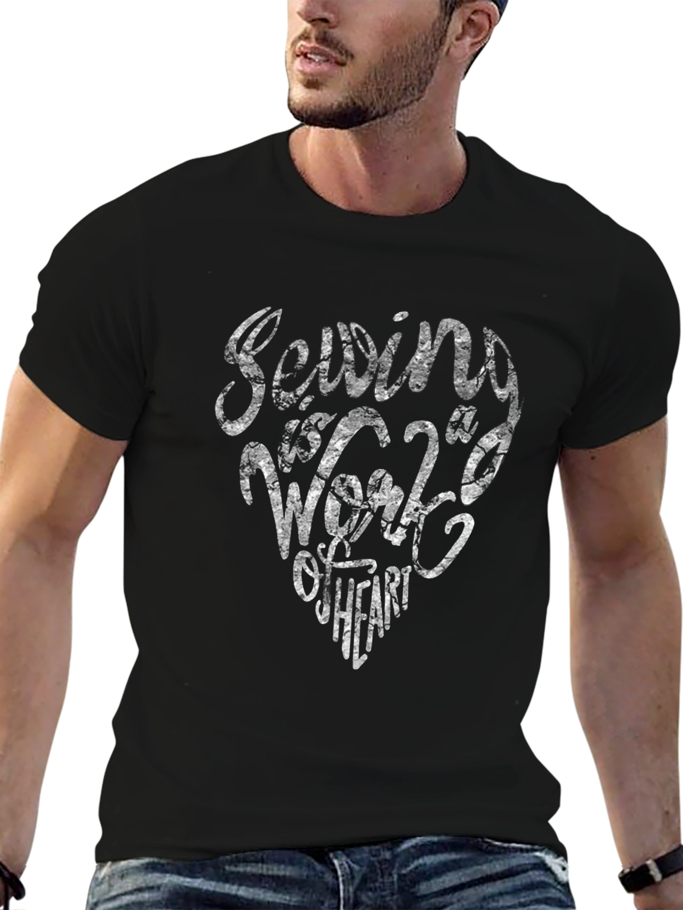 Sewing is a Work of Heart Black T-Shirt