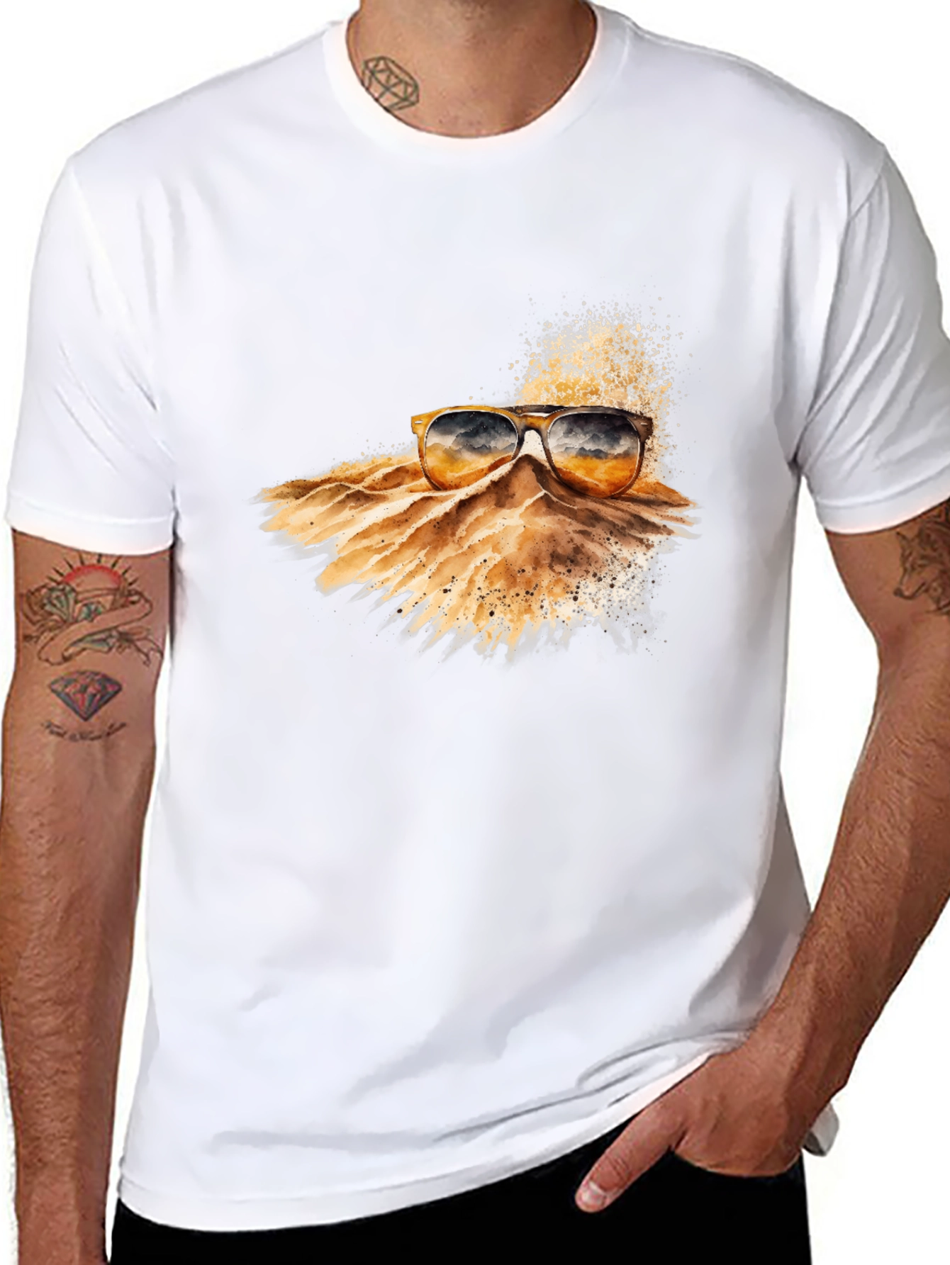 Stylish Black T-Shirt with Sunglasses Graphic
