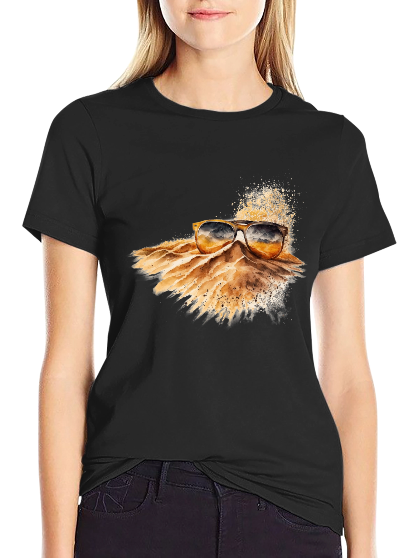 Stylish Black T-Shirt with Sunglasses Graphic