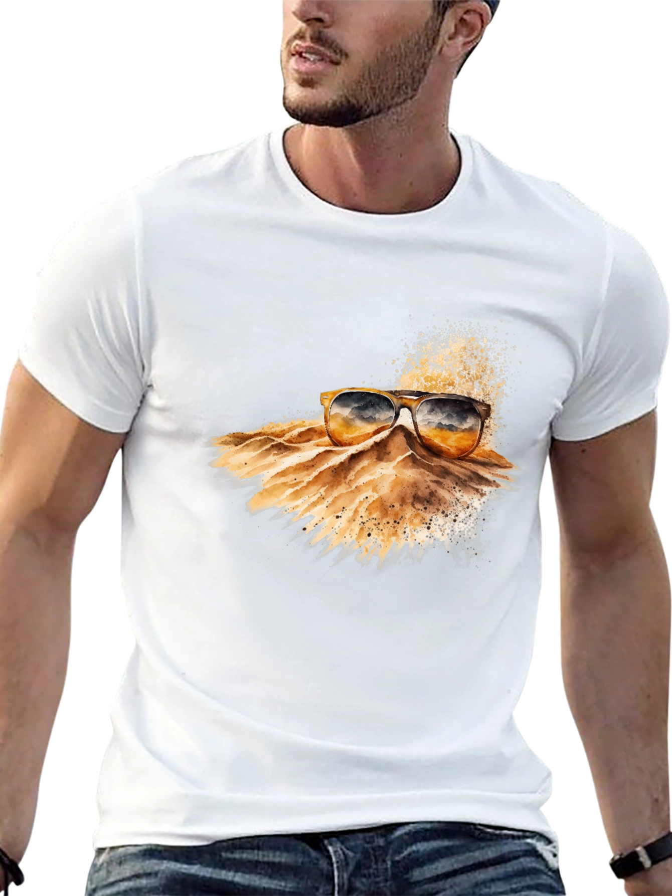 Stylish Black T-Shirt with Sunglasses Graphic