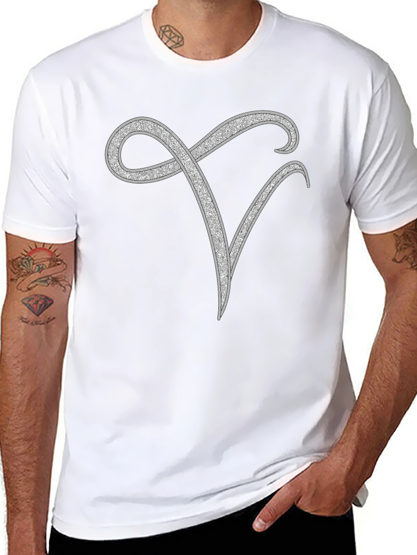 Elegant Monogram V Black T-Shirt