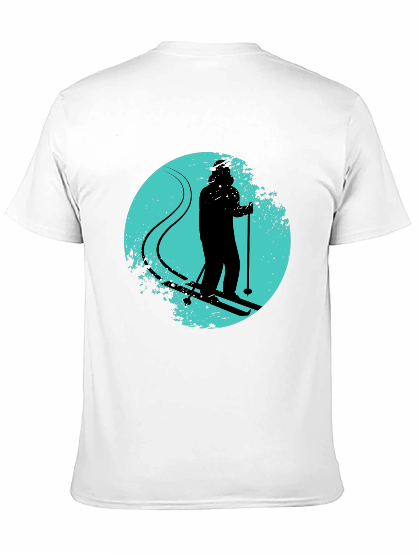 Skiing Silhouette Graphic Tee - Black Crew Neck