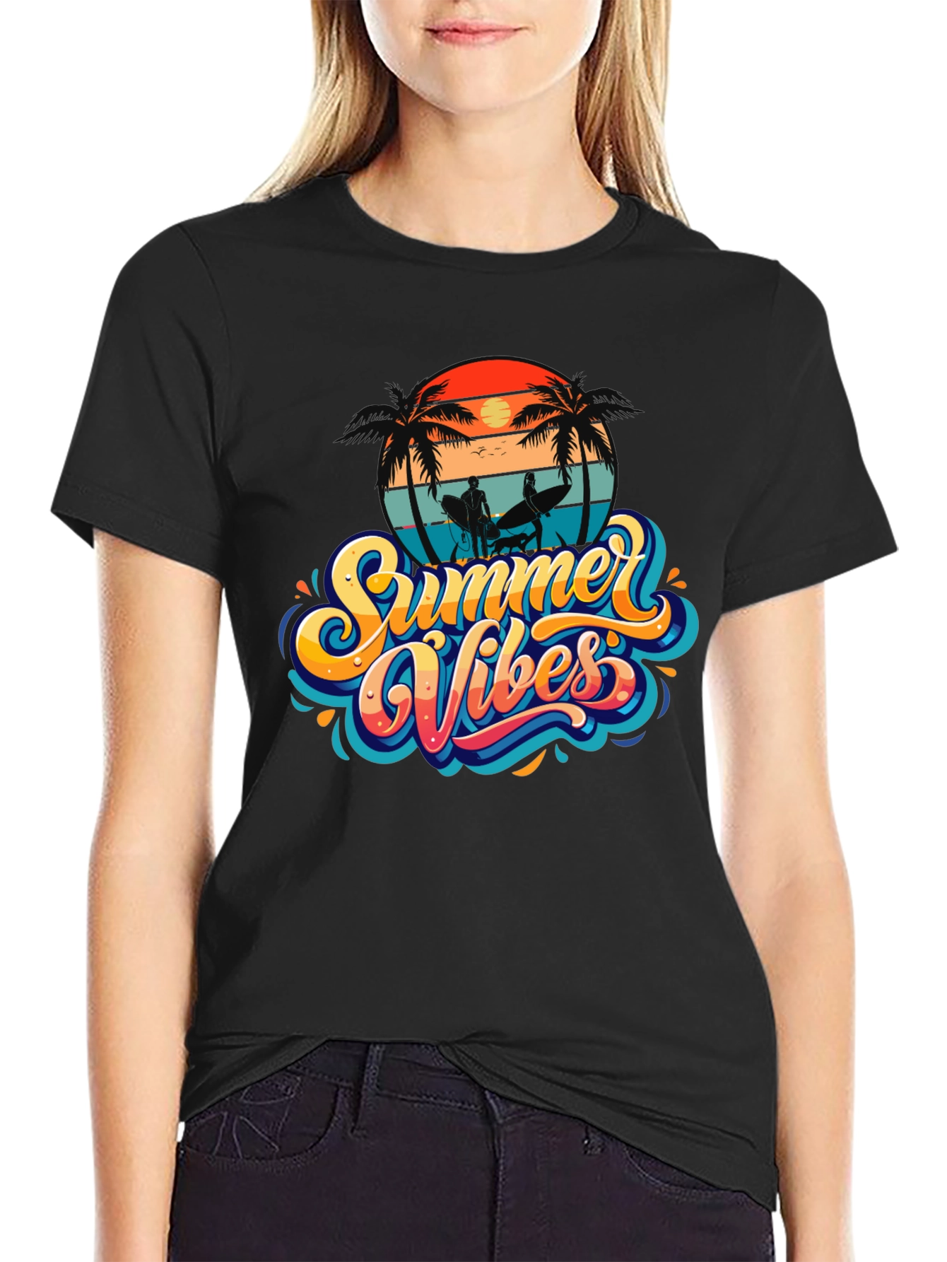 Summer Vibes Black T-Shirt