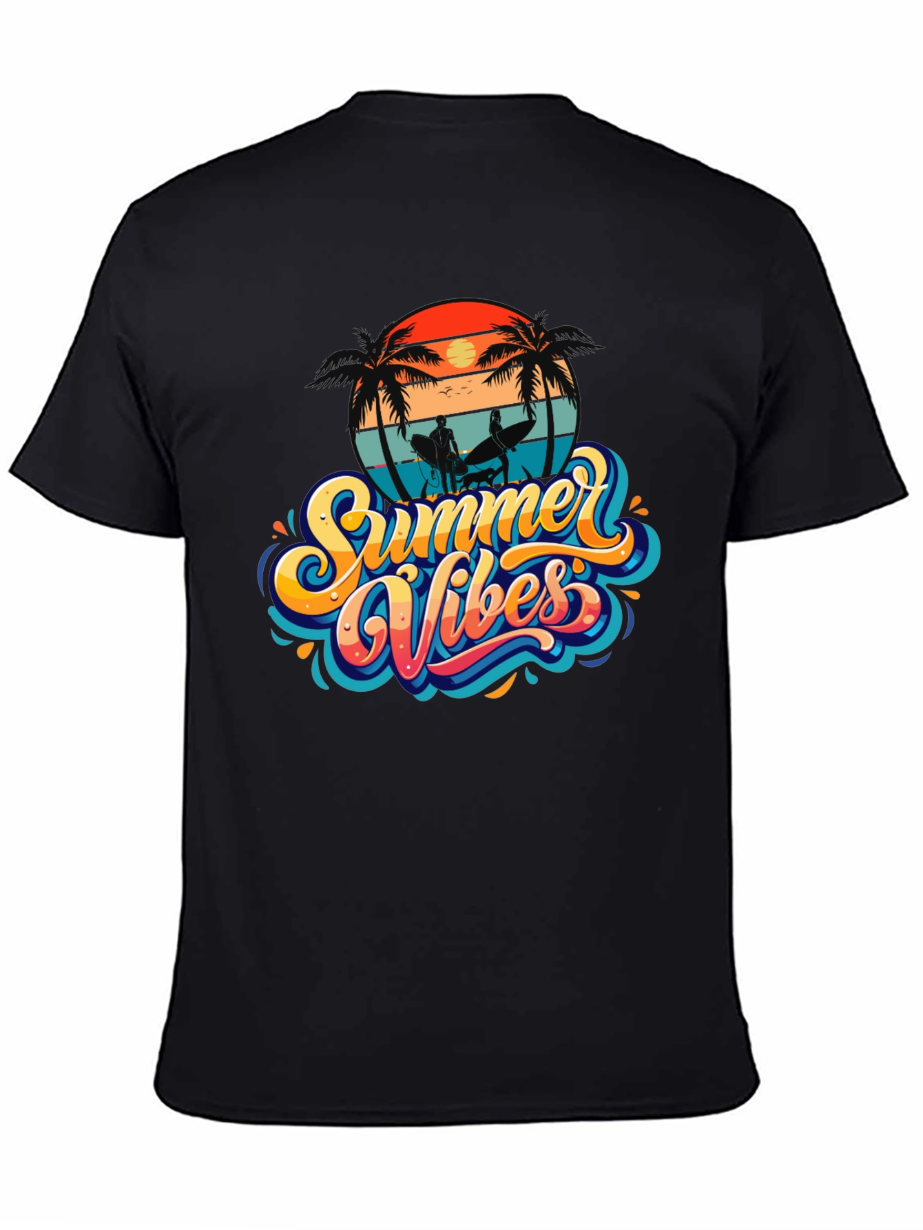 Summer Vibes Black T-Shirt