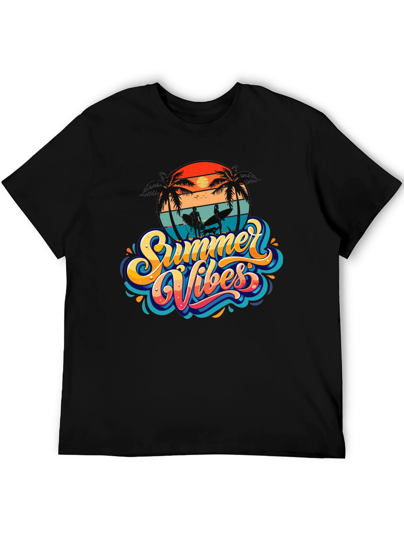 Summer Vibes Black T-Shirt