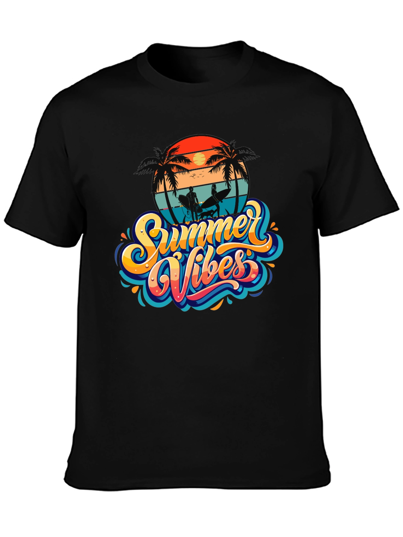Summer Vibes Black T-Shirt