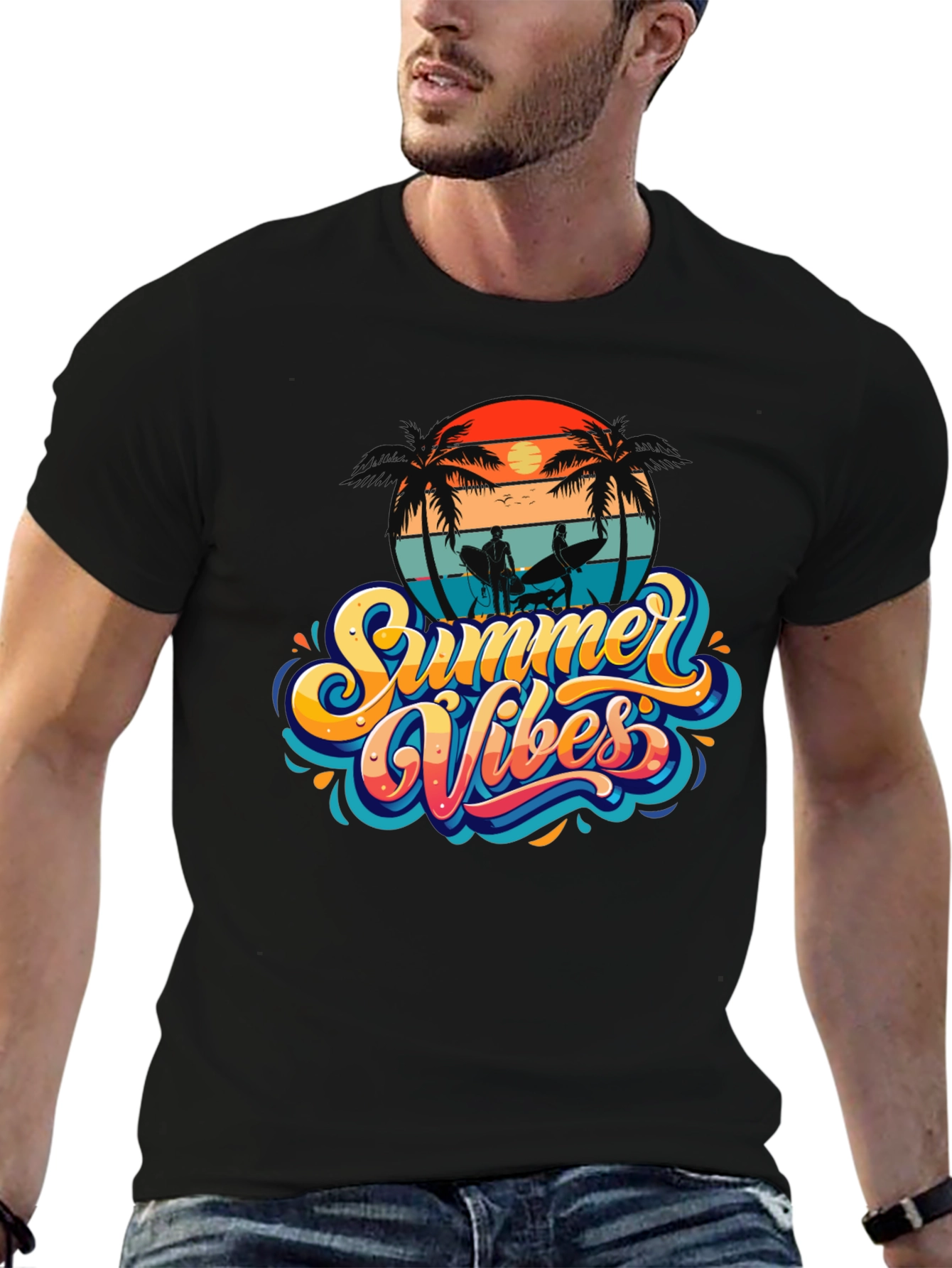 Summer Vibes Black T-Shirt