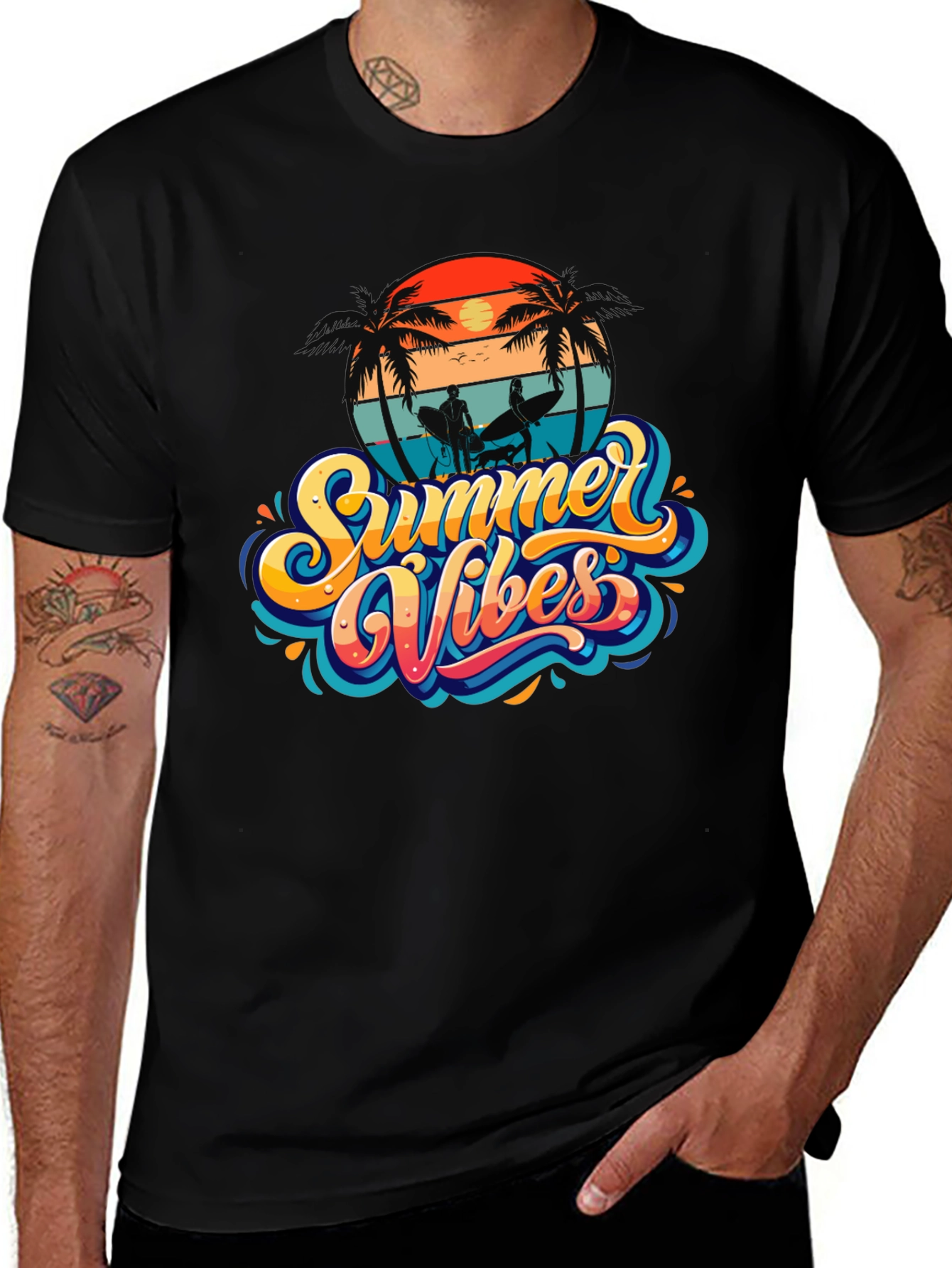 Summer Vibes Black T-Shirt
