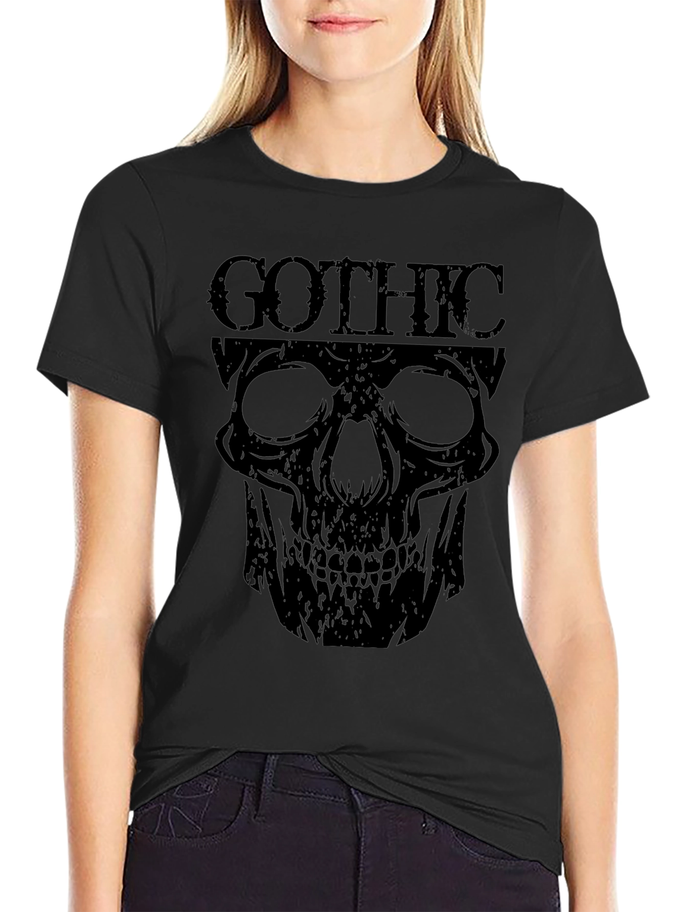 Gothic Skull Graphic T-Shirt - Mens Black Tee