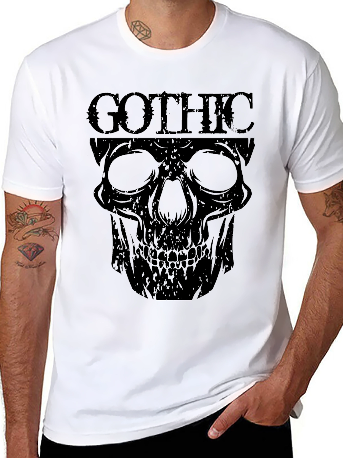 Gothic Skull Graphic T-Shirt - Mens Black Tee