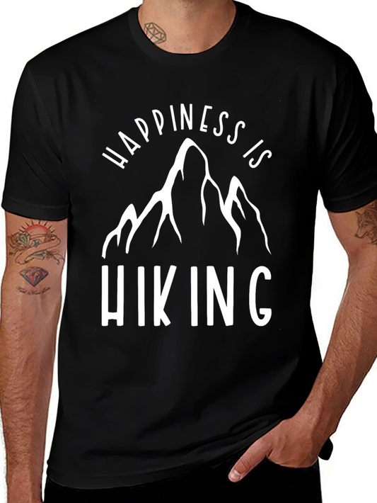 Happiness is Hiking Graphic Tee - Black