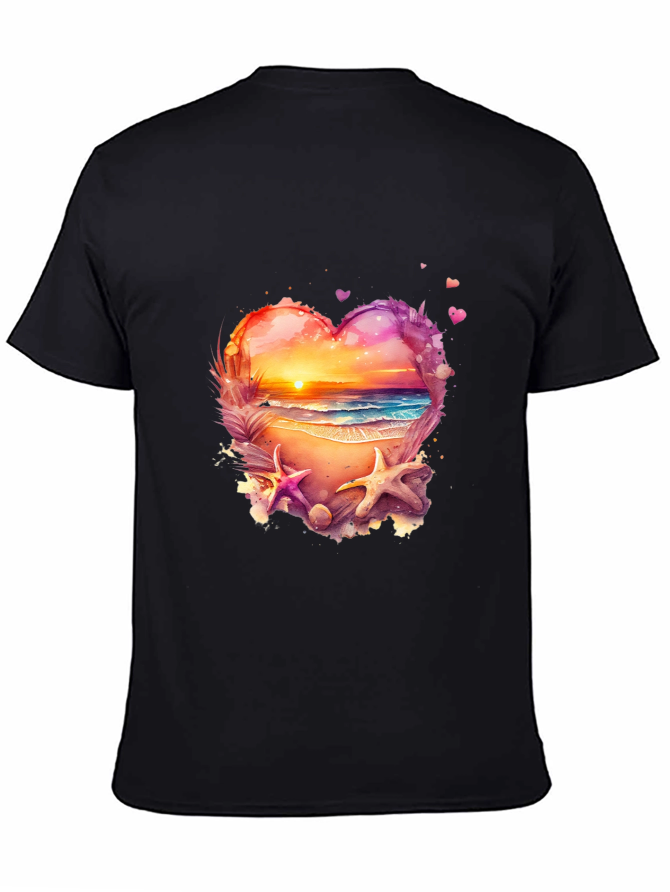 Beach Heart T-Shirt - Sunset Ocean Design
