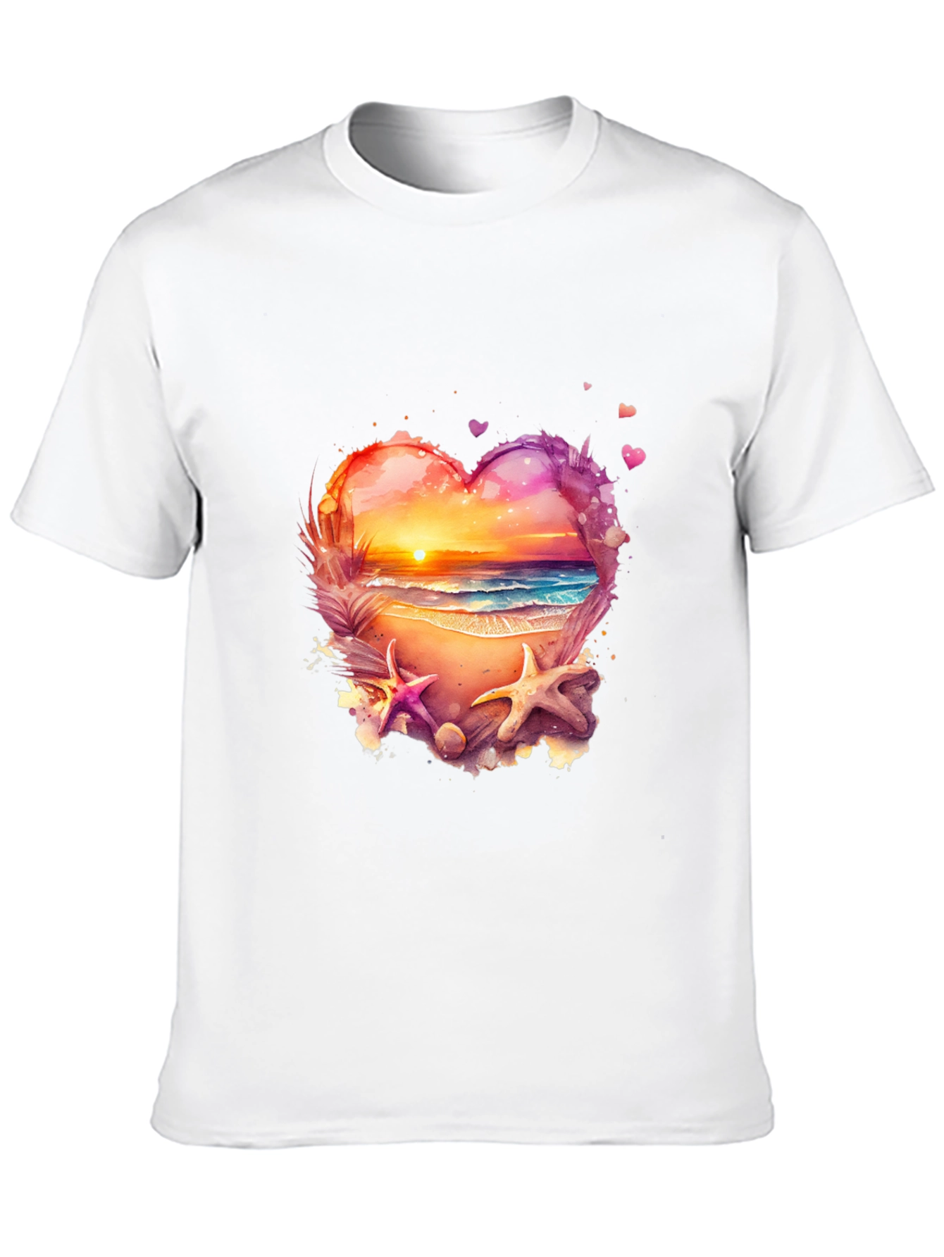 Beach Heart T-Shirt - Sunset Ocean Design