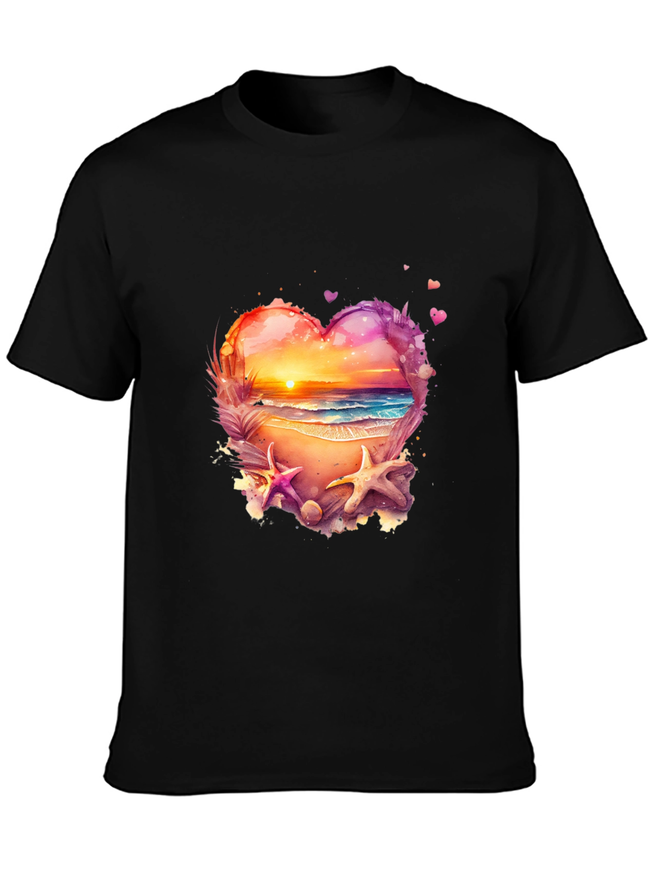 Beach Heart T-Shirt - Sunset Ocean Design