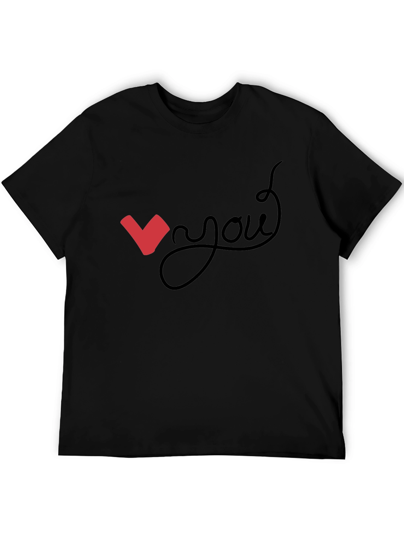 Love You Graphic Tee - Black Cotton Casual Shirt