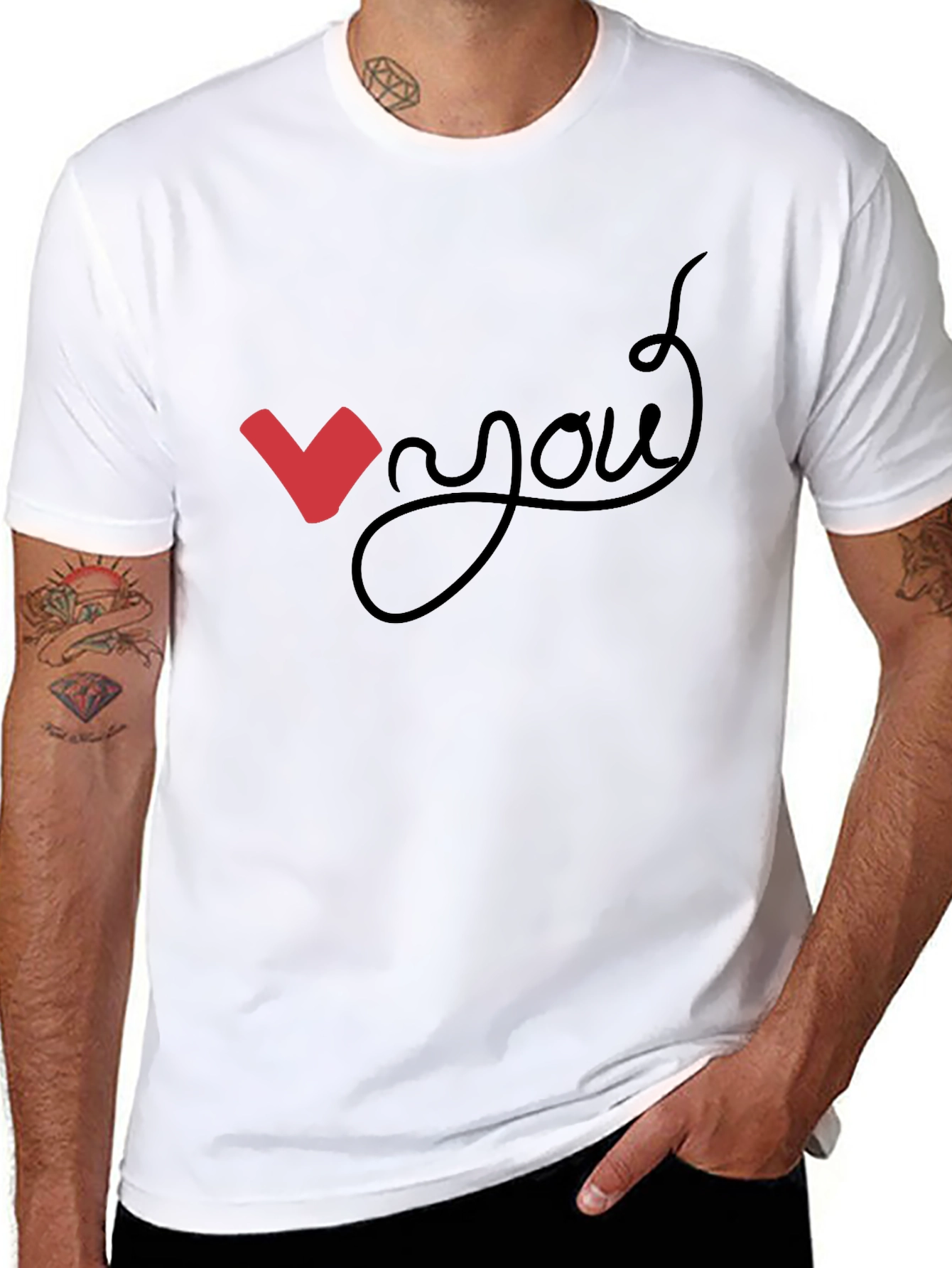Love You Graphic Tee - Black Cotton Casual Shirt