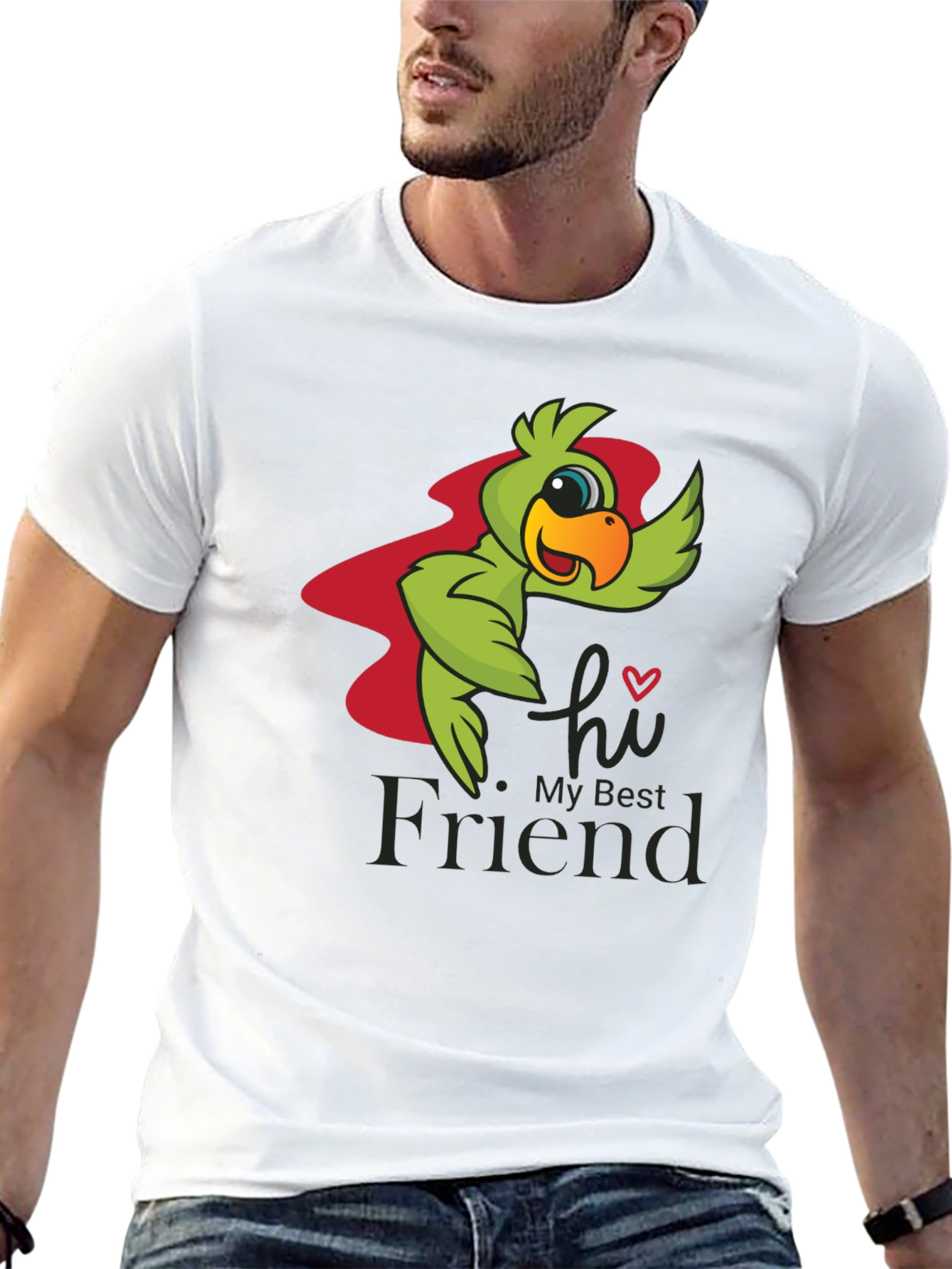 Hi My Best Friend Parrot Graphic Tee