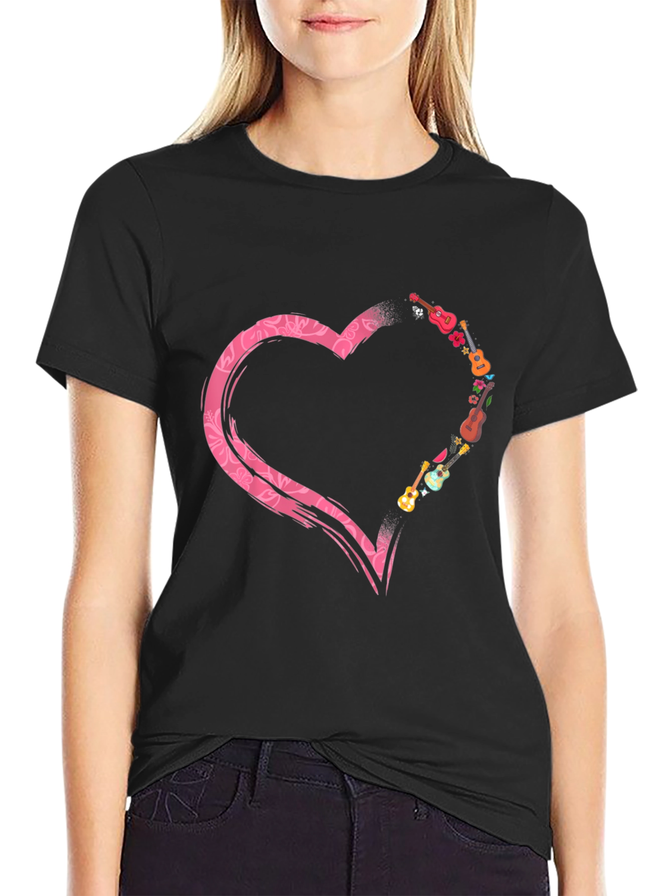 Musical Heart Graphic Tee - Black
