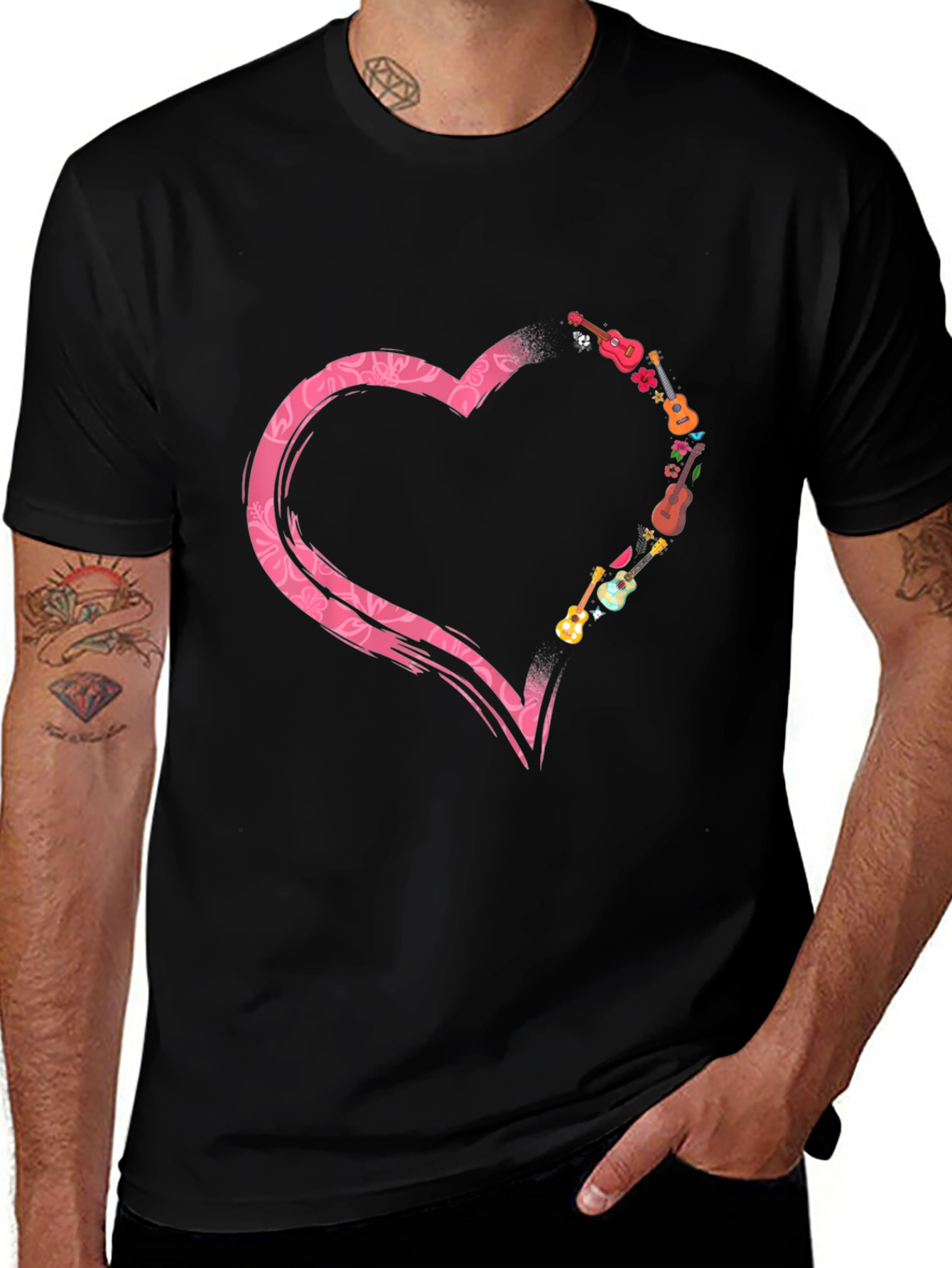 Musical Heart Graphic Tee - Black